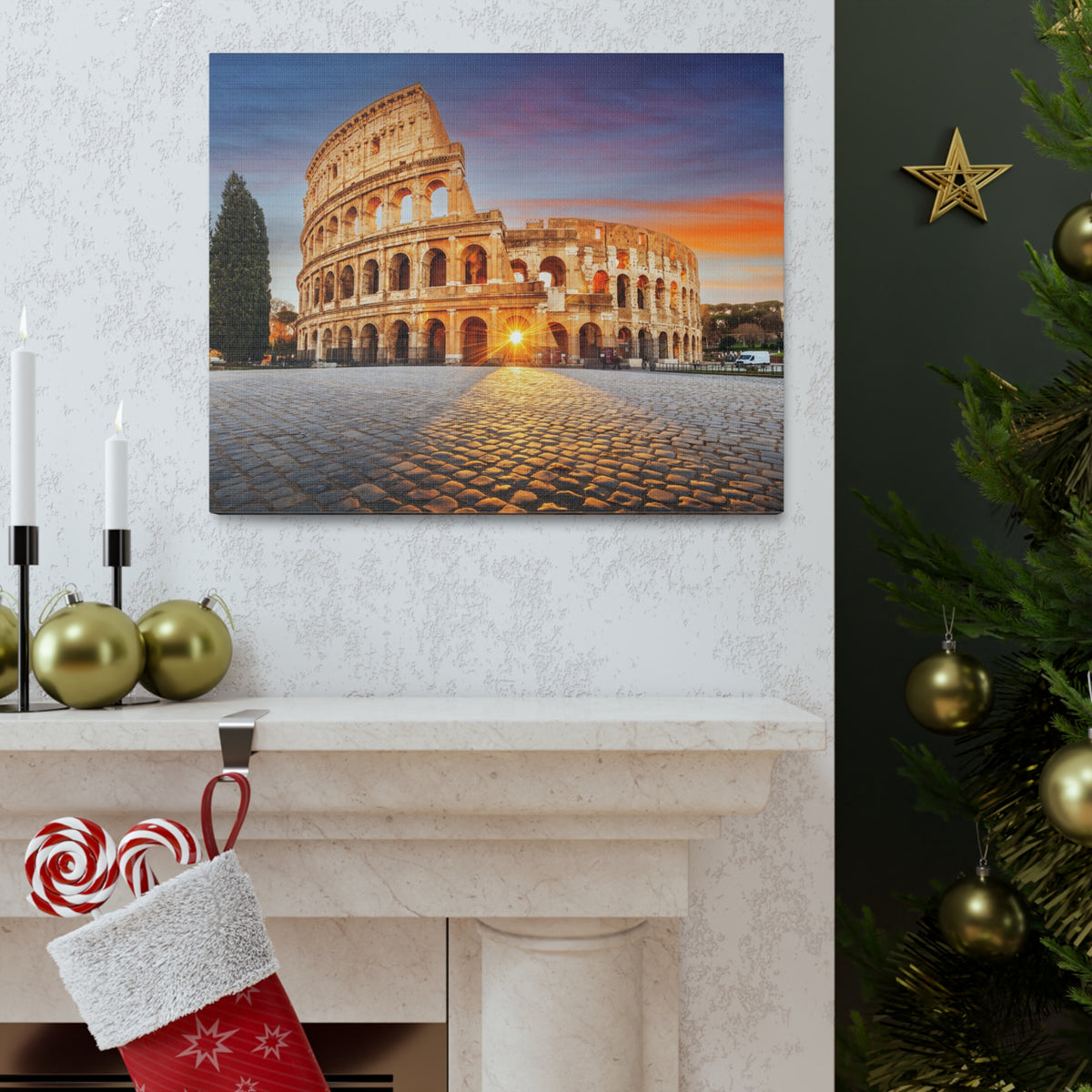 Colosseum in Rome Night Modern Multicolor Scenic Nature Photography Canvas Home Office Decor Ready to Hang-Express Your Love Gifts