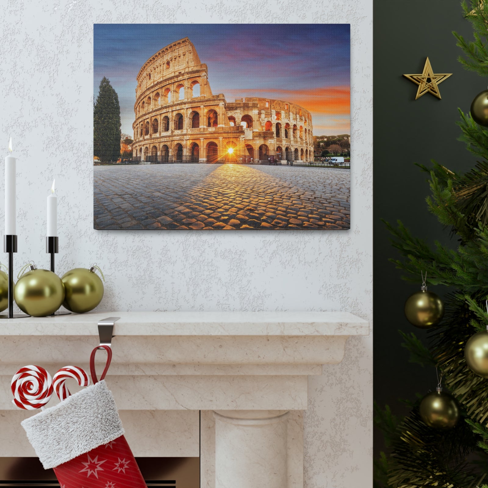 Colosseum in Rome Night Modern Multicolor Scenic Nature Photography Canvas Home Office Decor Ready to Hang-Express Your Love Gifts