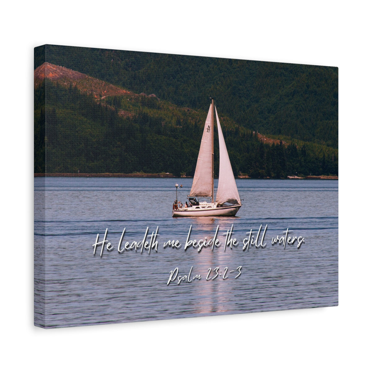 Scripture Walls He Leadeth Me Psalm 23:2 Bible Verse Canvas Christian Wall Art Ready to Hang-Express Your Love Gifts