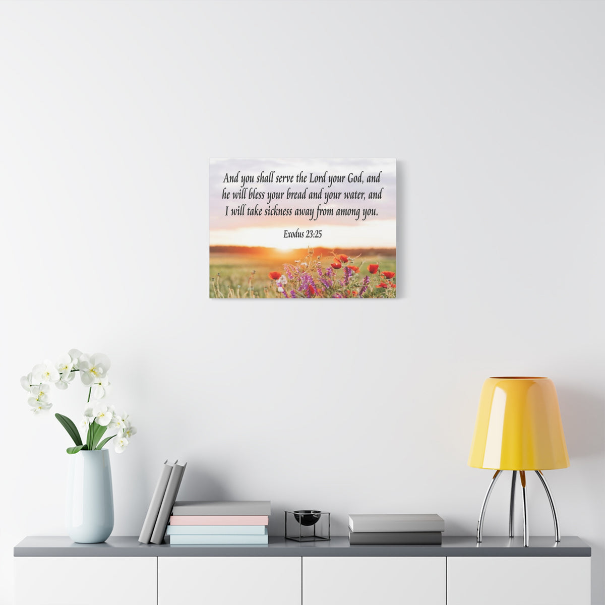 Bible Verse Canvas And You Shall Serve the Lord Exodus 23:25 Scripture Wall Art Christian Home Decor-Express Your Love Gifts