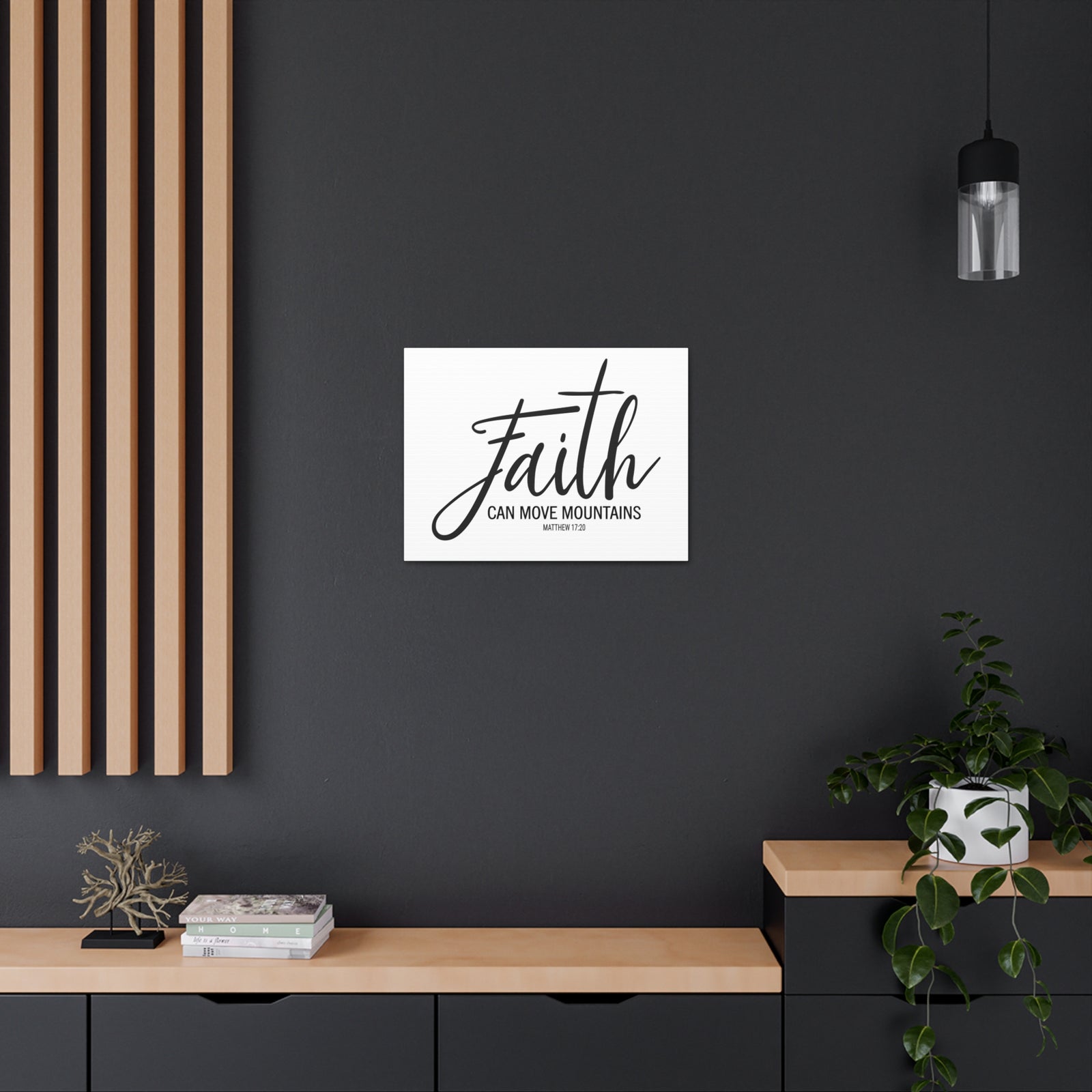 Scripture Canvas Faith Can Move Mountains Matthew 17:20 Christian Wall Art Bible Verse Print Ready To Hang-Express Your Love Gifts