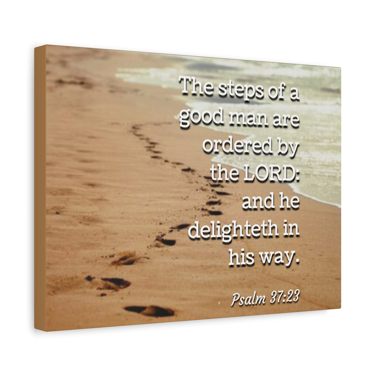 Scripture Canvas The Steps Psalm 37:23 Christian Wall Art Bible Verse Print Ready to Hang-Express Your Love Gifts