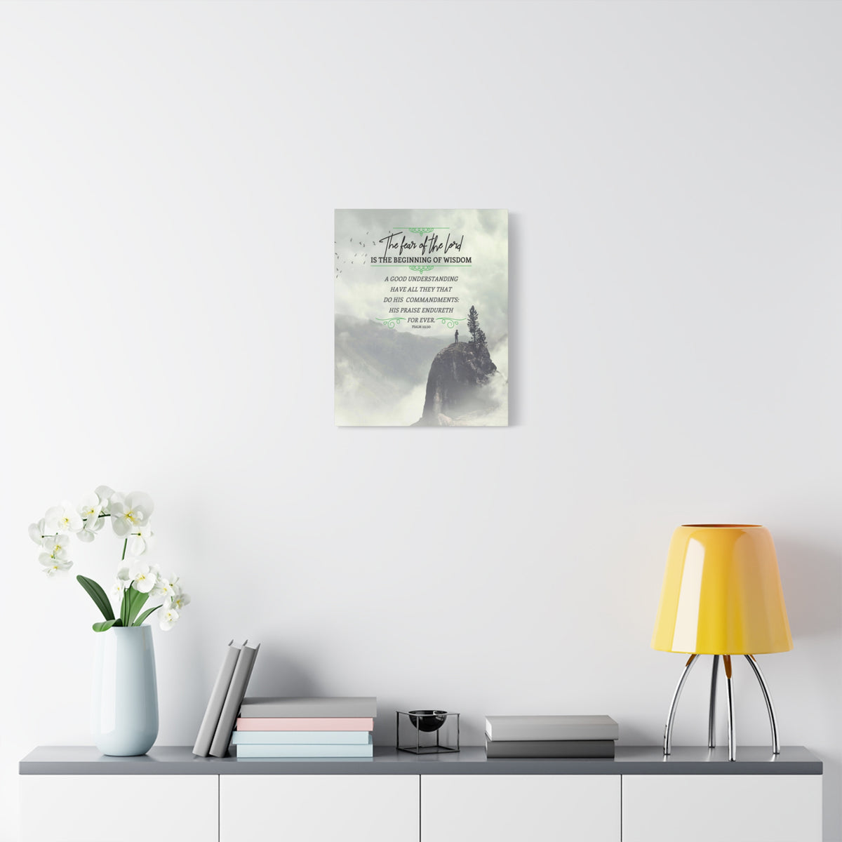 Scripture Canvas The Fear of The Lord Psalm 111:10 Christian Wall Art Bible Verse Print Ready to Hang-Express Your Love Gifts