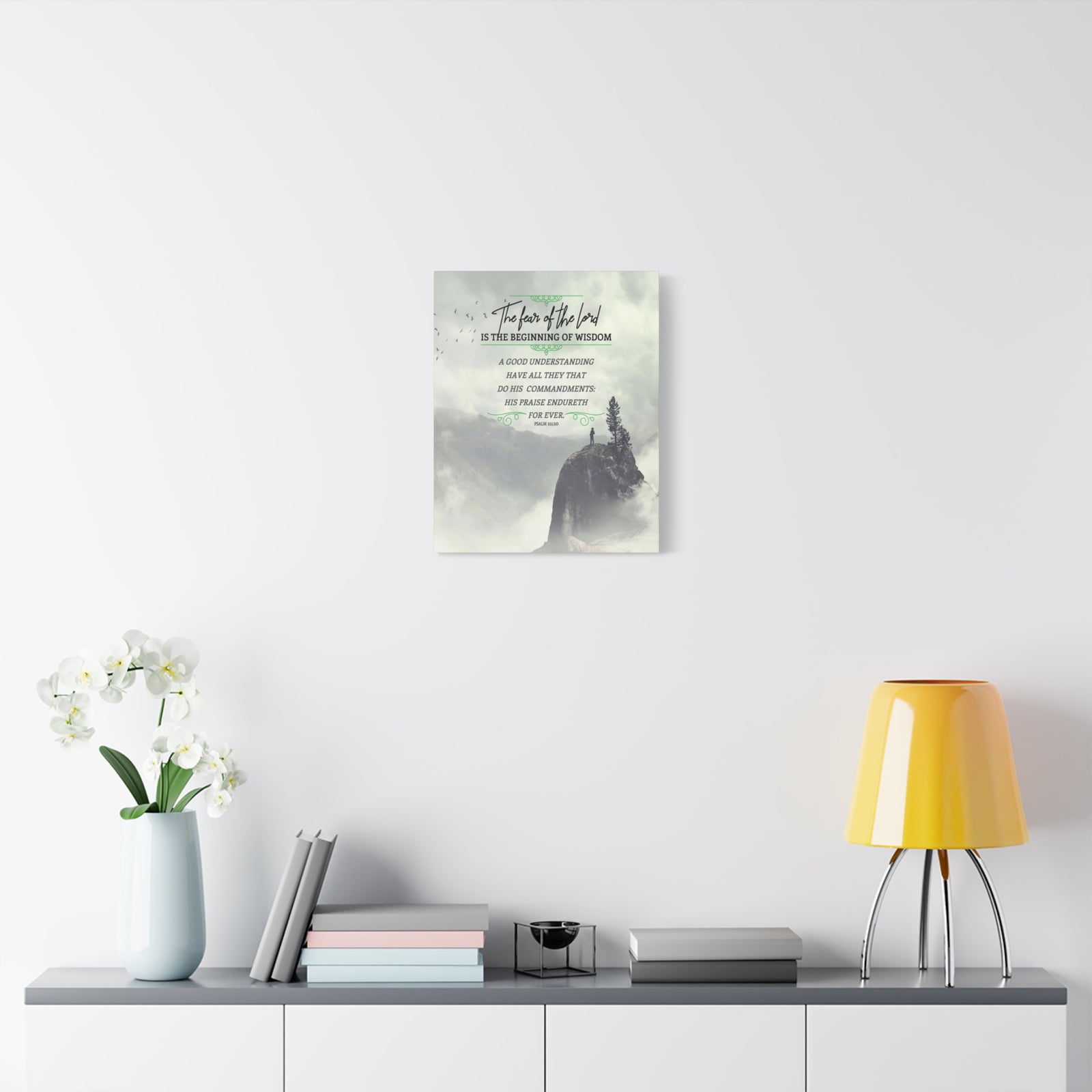 Scripture Canvas The Fear of The Lord Psalm 111:10 Christian Wall Art Bible Verse Print Ready to Hang-Express Your Love Gifts