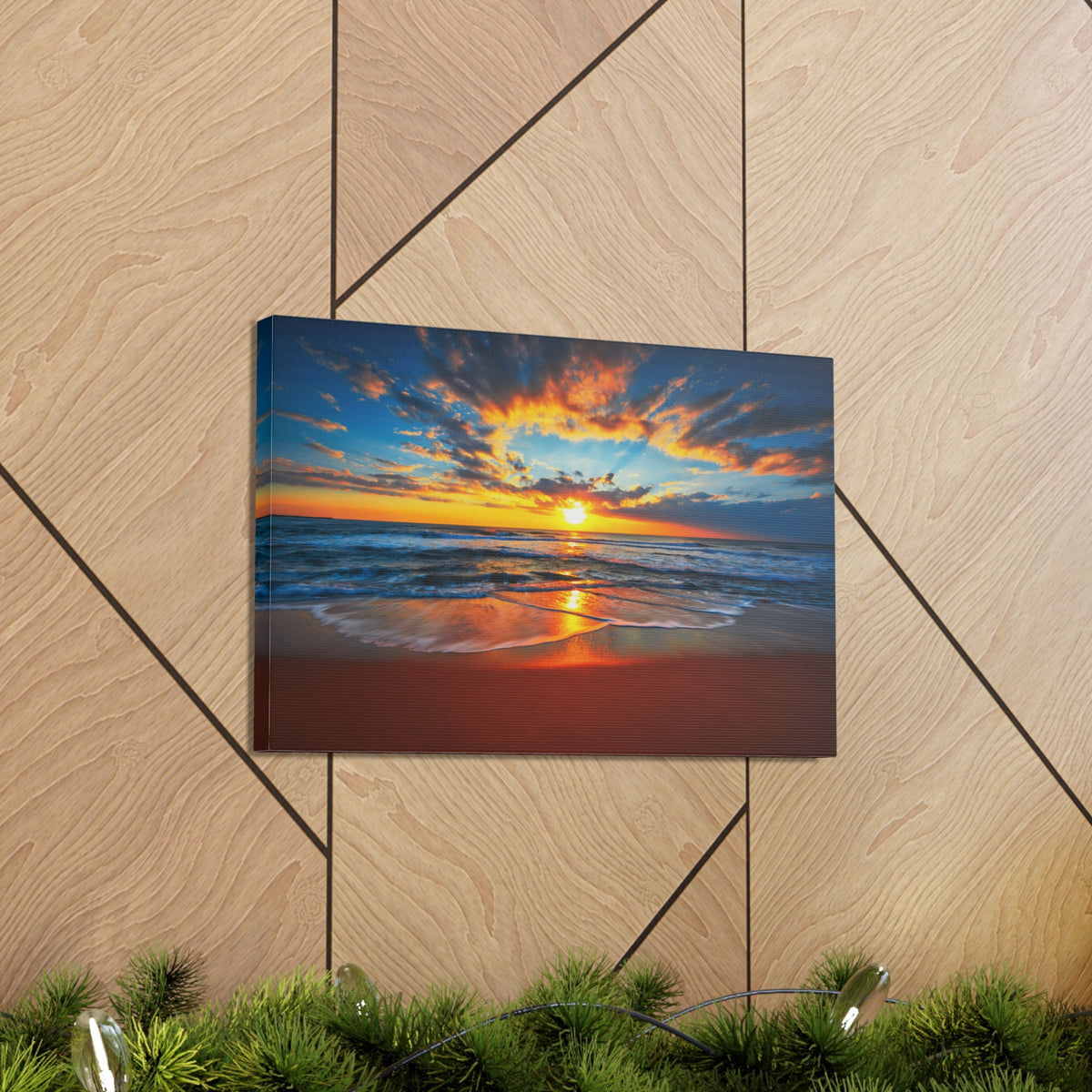 Sunrise On The Beach Ocean Canvas Wall Art for Home Decor Ready-to-Hang-Express Your Love Gifts