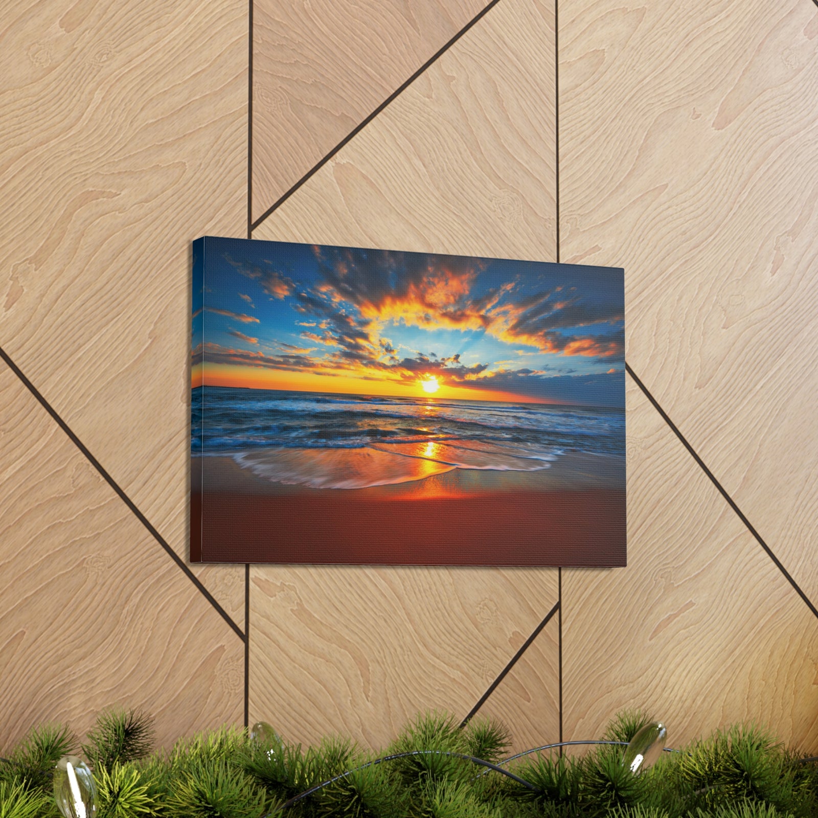 Sunrise On The Beach Ocean Canvas Wall Art for Home Decor Ready-to-Hang-Express Your Love Gifts