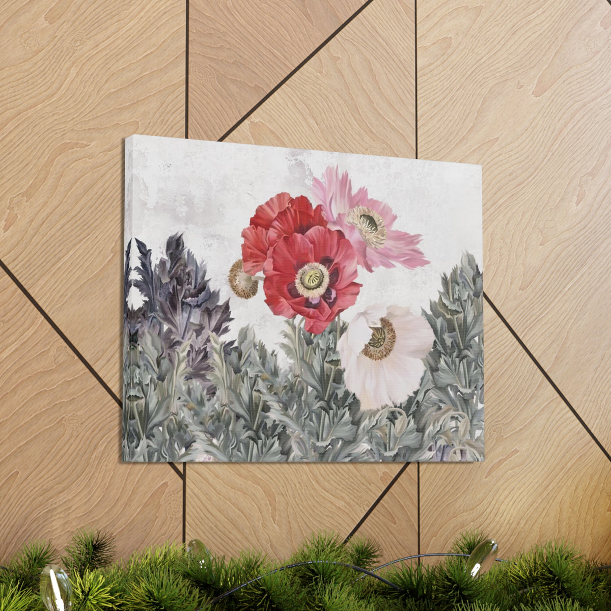 Poppies Flowers Illustration Flower Canvas Wall Art for Home Decor Ready-to-Hang-Express Your Love Gifts