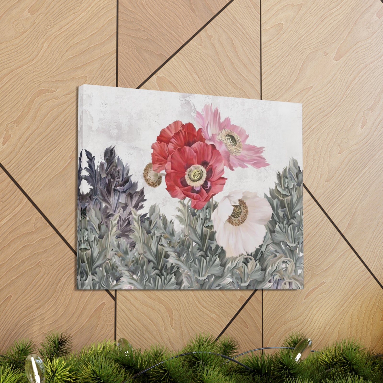 Poppies Flowers Illustration Flower Canvas Wall Art for Home Decor Ready-to-Hang-Express Your Love Gifts