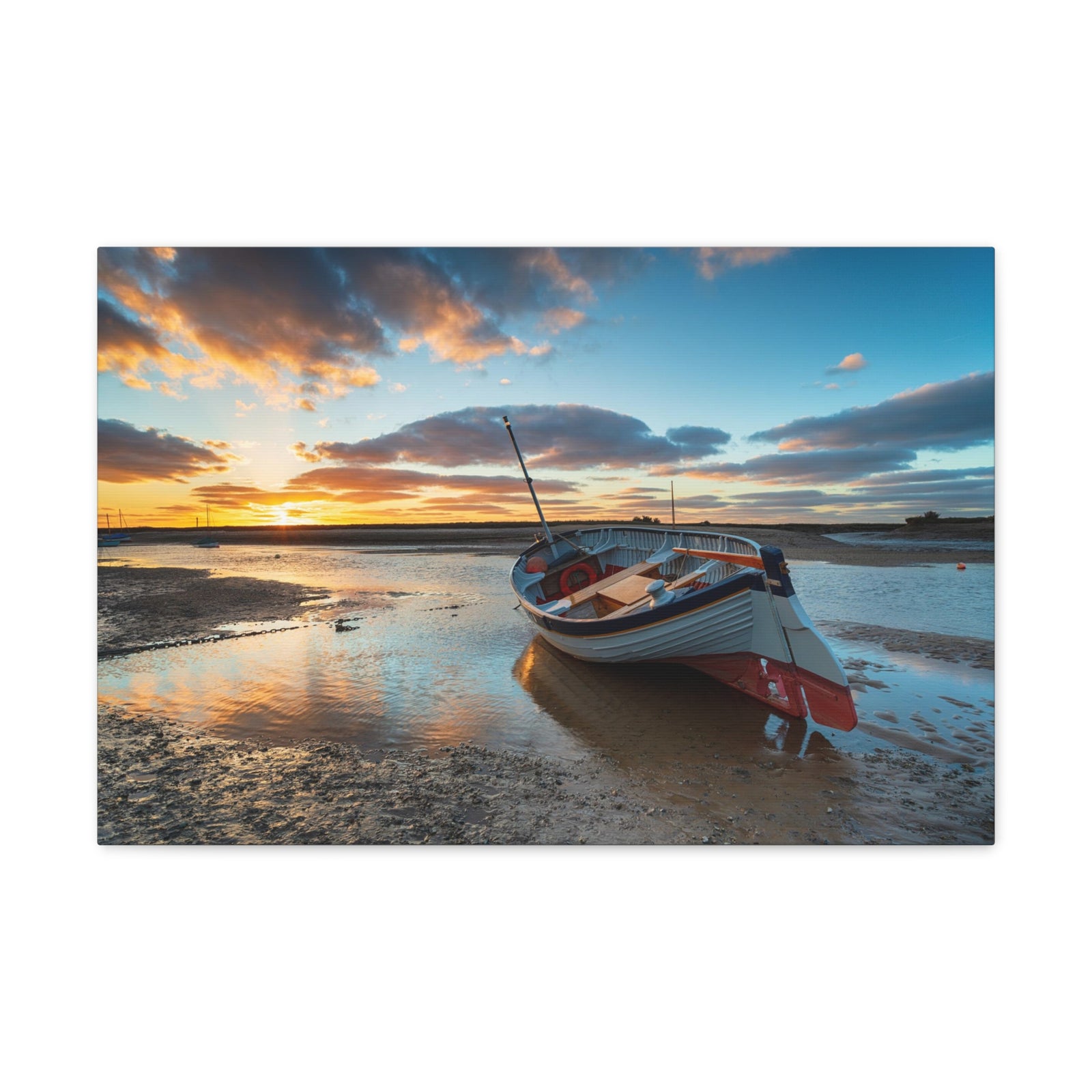 Stunning Sunset Over Fishing Boat Ocean Canvas Wall Art for Home Decor Ready-to-Hang-Express Your Love Gifts