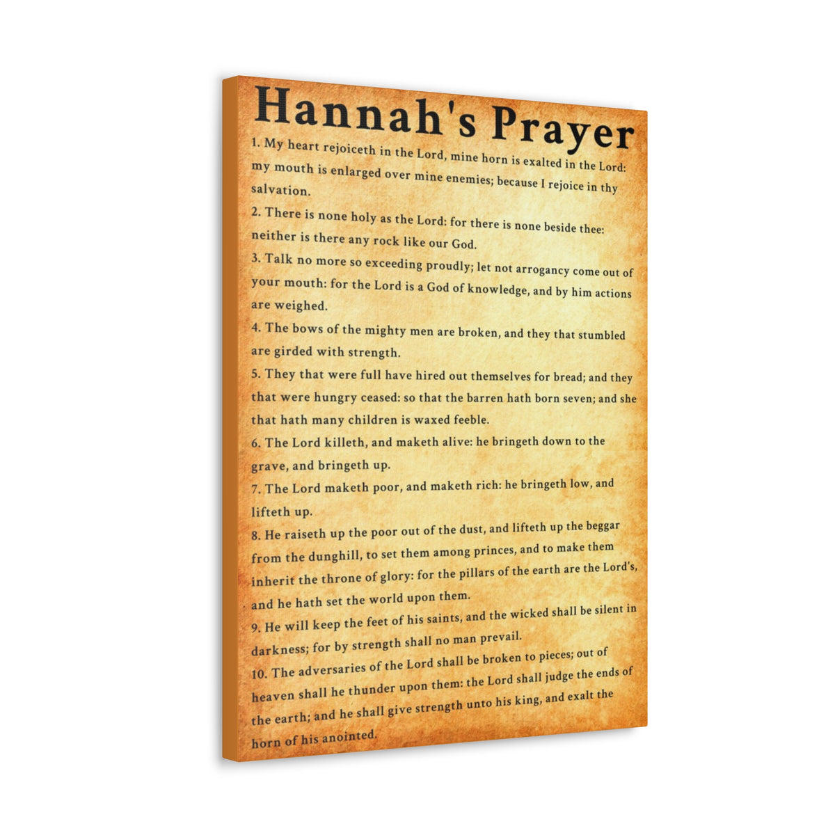 Scripture Walls Hannah's Prayer 1 Samuel 2:1–10 Gold Bible Verse Canvas Christian Wall Art Ready to Hang Unframed-Express Your Love Gifts