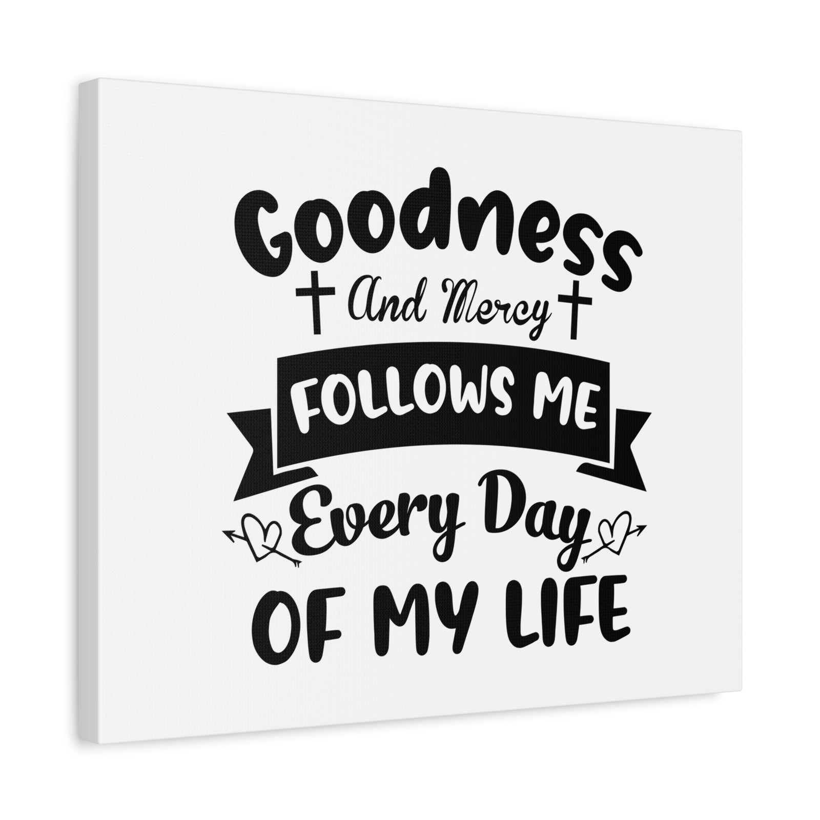 Scripture Canvas Goodness And Mercy Psalms 23:6 Cross Christian Wall Art Bible Verse Print Ready to Hang-Express Your Love Gifts