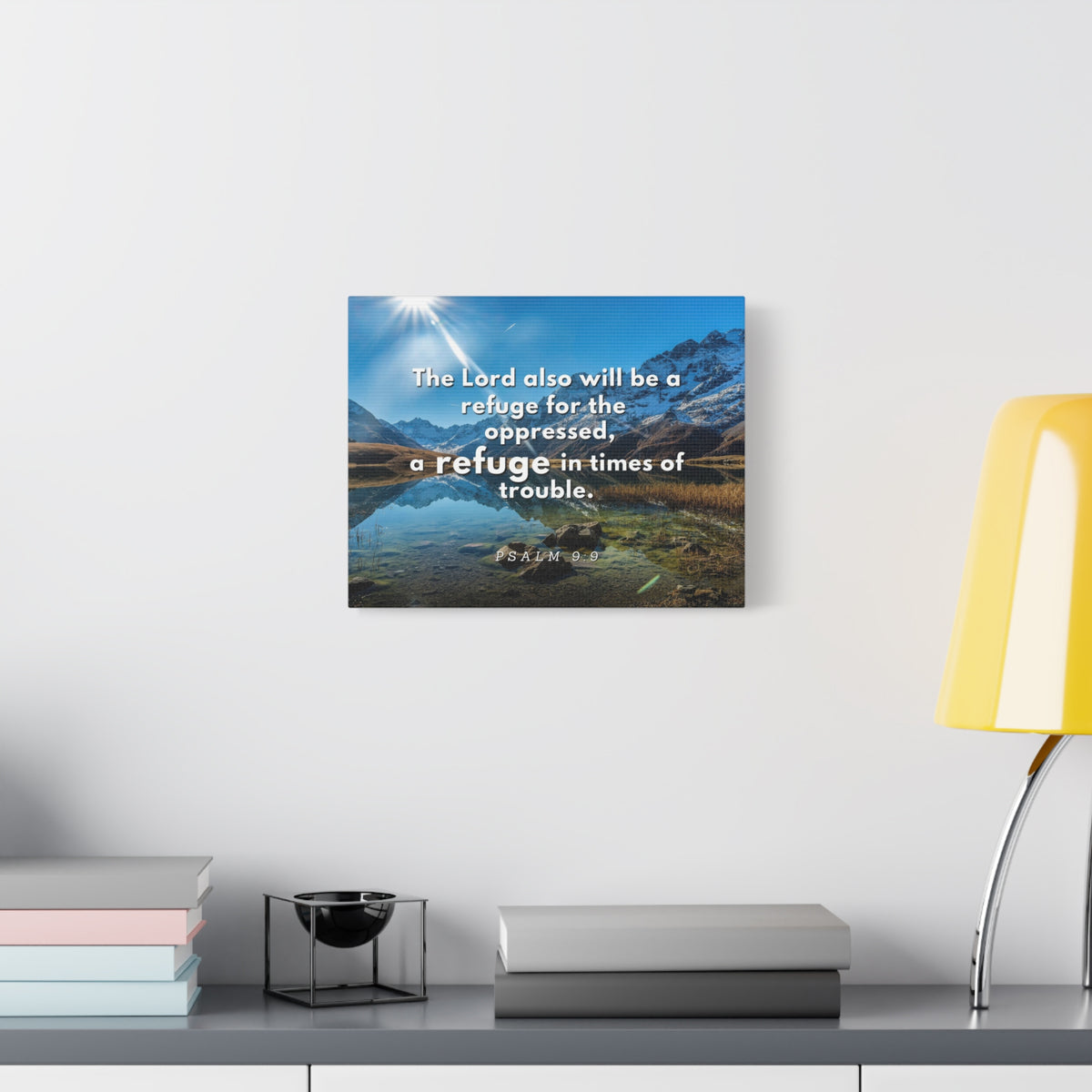 Scripture Canvas A Refuge Psalm 9:9 Christian Wall Art Bible Verse Print Ready to Hang-Express Your Love Gifts