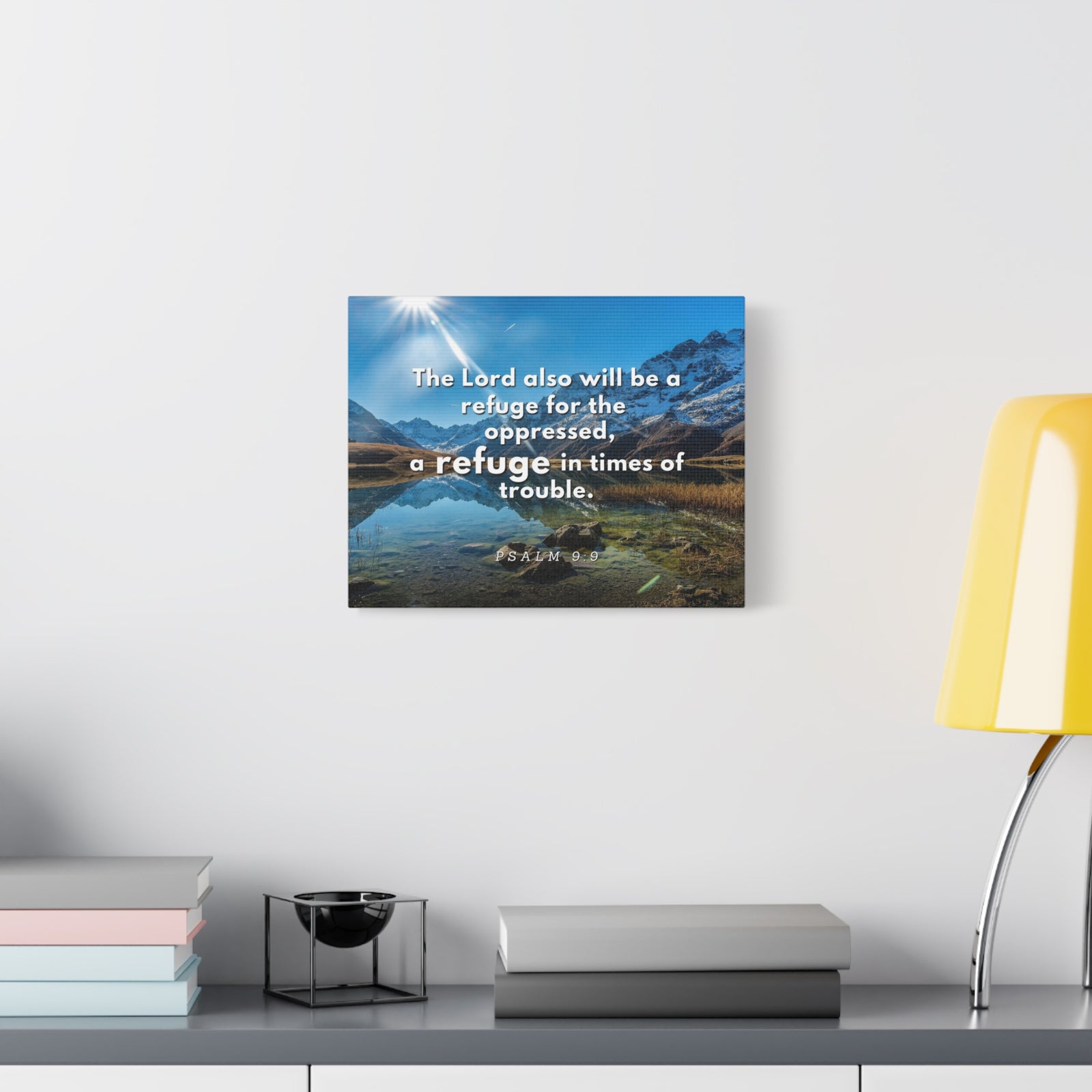 Scripture Canvas A Refuge Psalm 9:9 Christian Wall Art Bible Verse Print Ready to Hang-Express Your Love Gifts