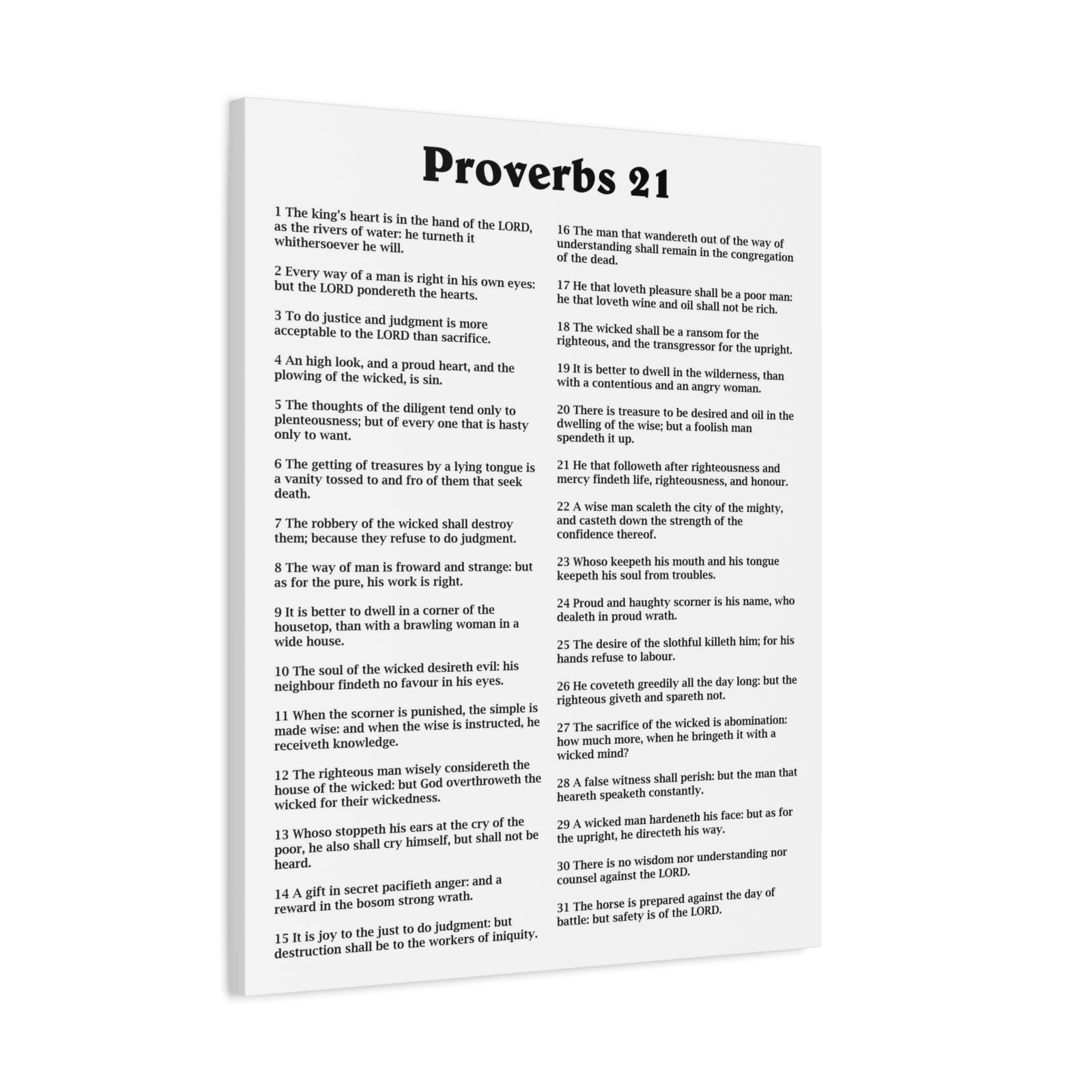 Scripture Walls Proverbs Chapter 21 White Bible Canvas Christian Wall Art Ready to Hang Unframed-Express Your Love Gifts