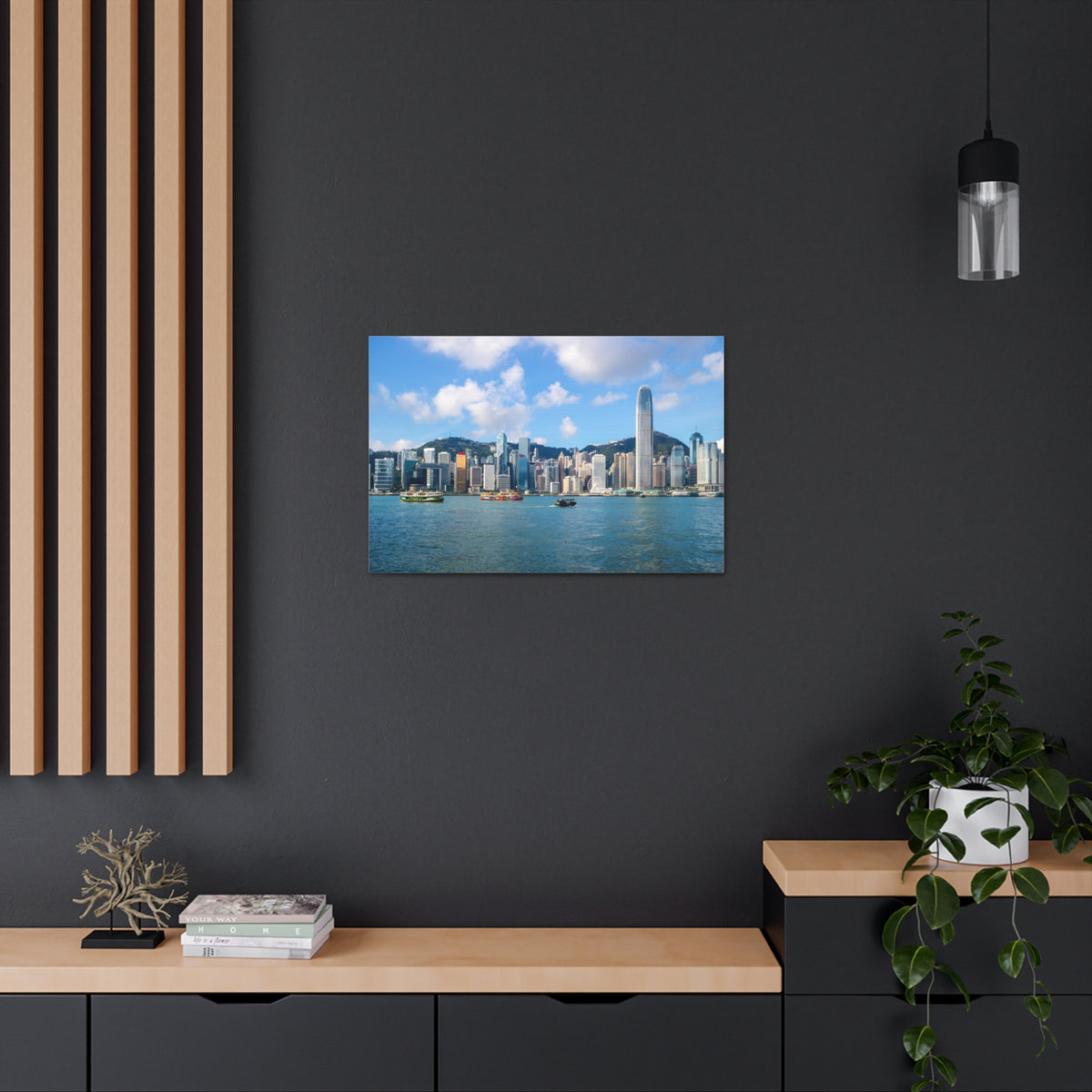 Hong Kong Daytime Skyline Canvas Artwork High-Quality Breathtaking Stunning Cityscape for Home Decor Ready to Hang-Express Your Love Gifts