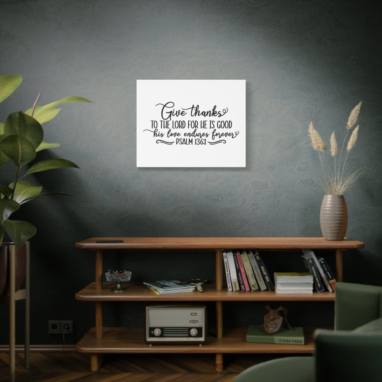Scripture Canvas The Lord For He Is Good Psalm 136:1 Christian Wall Art Bible Verse Print Ready to Hang-Express Your Love Gifts