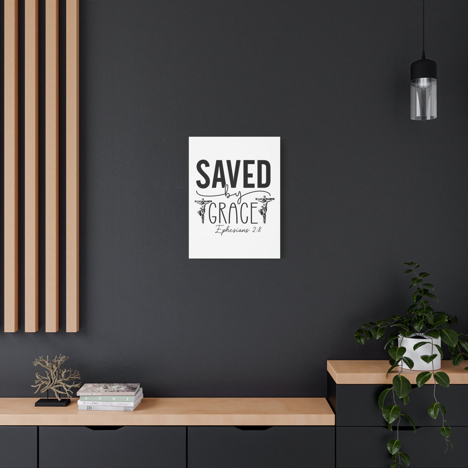 Scripture Walls Ephesian 2:8 Saved By Grace Bible Verse Canvas Christian Wall Art Ready to Hang Unframed-Express Your Love Gifts