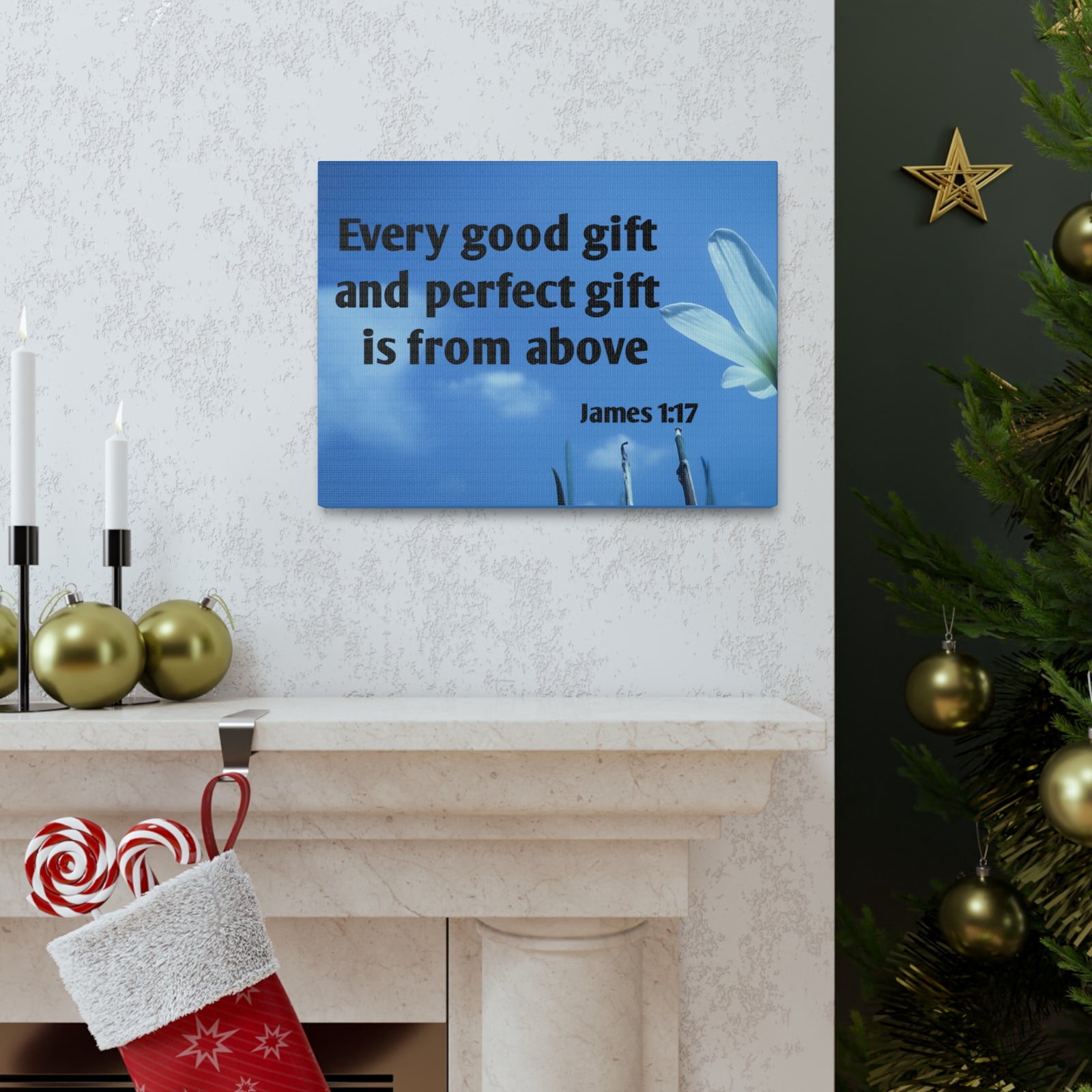 Scripture Canvas Perfect Gift James 1:17 Christian Wall Art Bible Verse Print Ready to Hang-Express Your Love Gifts
