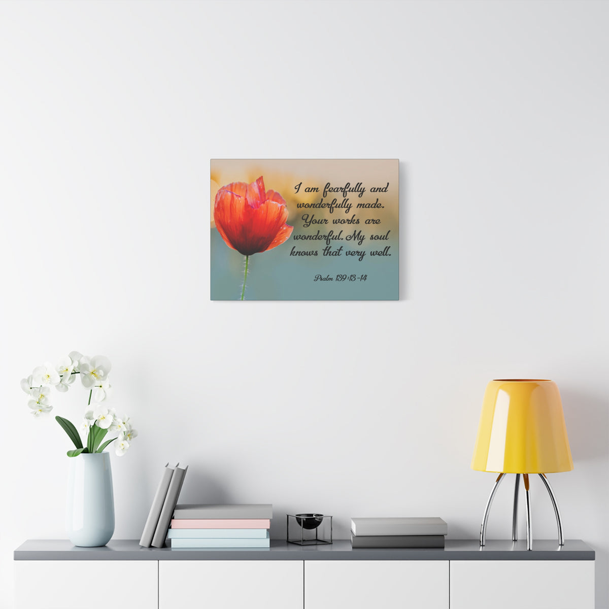 Bible Verse Canvas I Am Fearfully and Wonderfully Made Psalm 139:13-14 Christian Home Décor Wall Art Scripture Ready to Hang Faith Print-Express Your Love Gifts