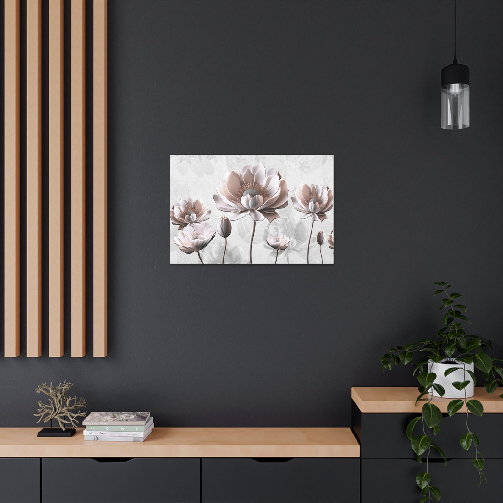 Simple Floral Painting 3D Flower Canvas Wall Art for Home Decor Ready-to-Hang-Express Your Love Gifts
