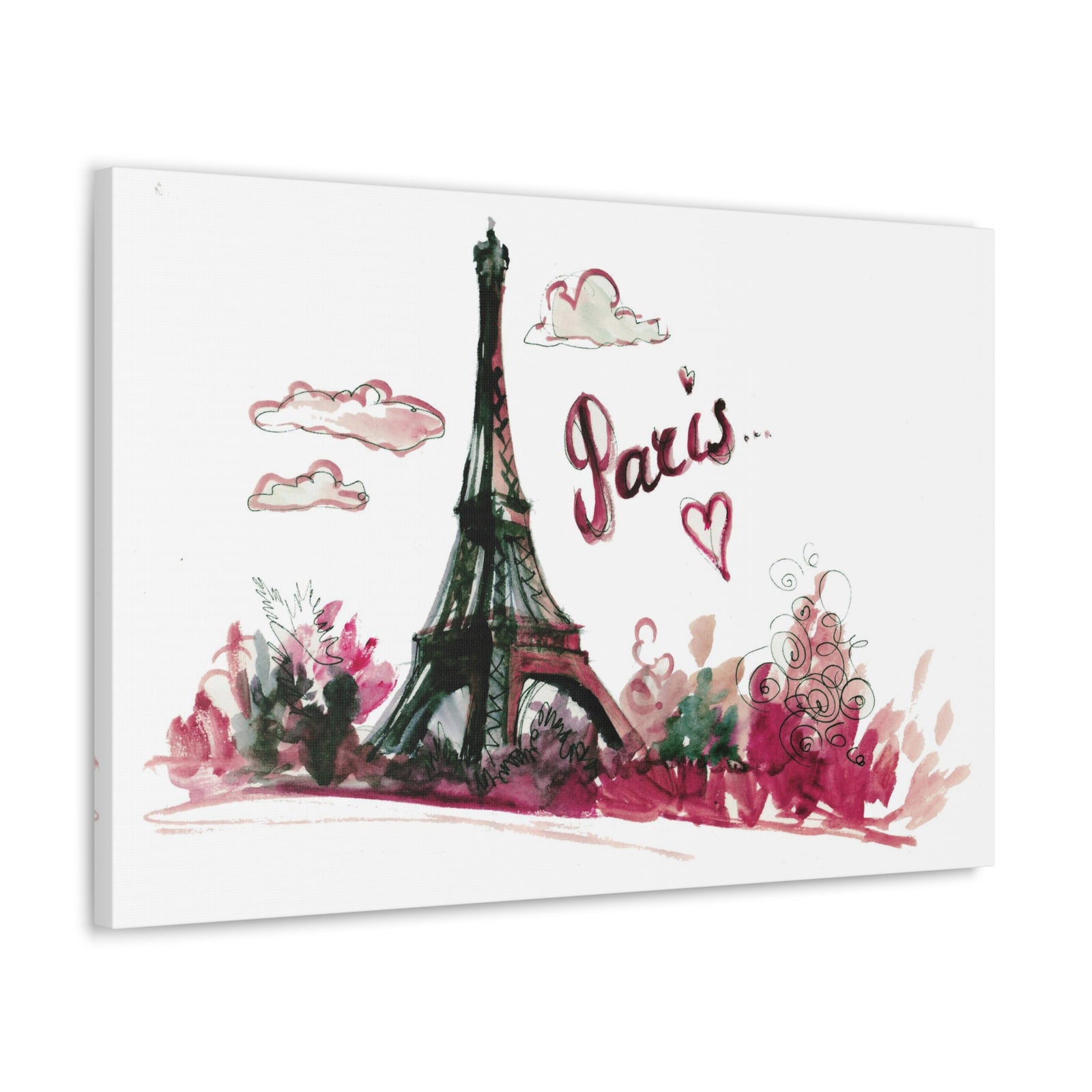 Pink Eiffel Tower Illustration Paris France Canvas Artwork High-Quality Breathtaking French City for Home Decor Ready to Hang-Express Your Love Gifts
