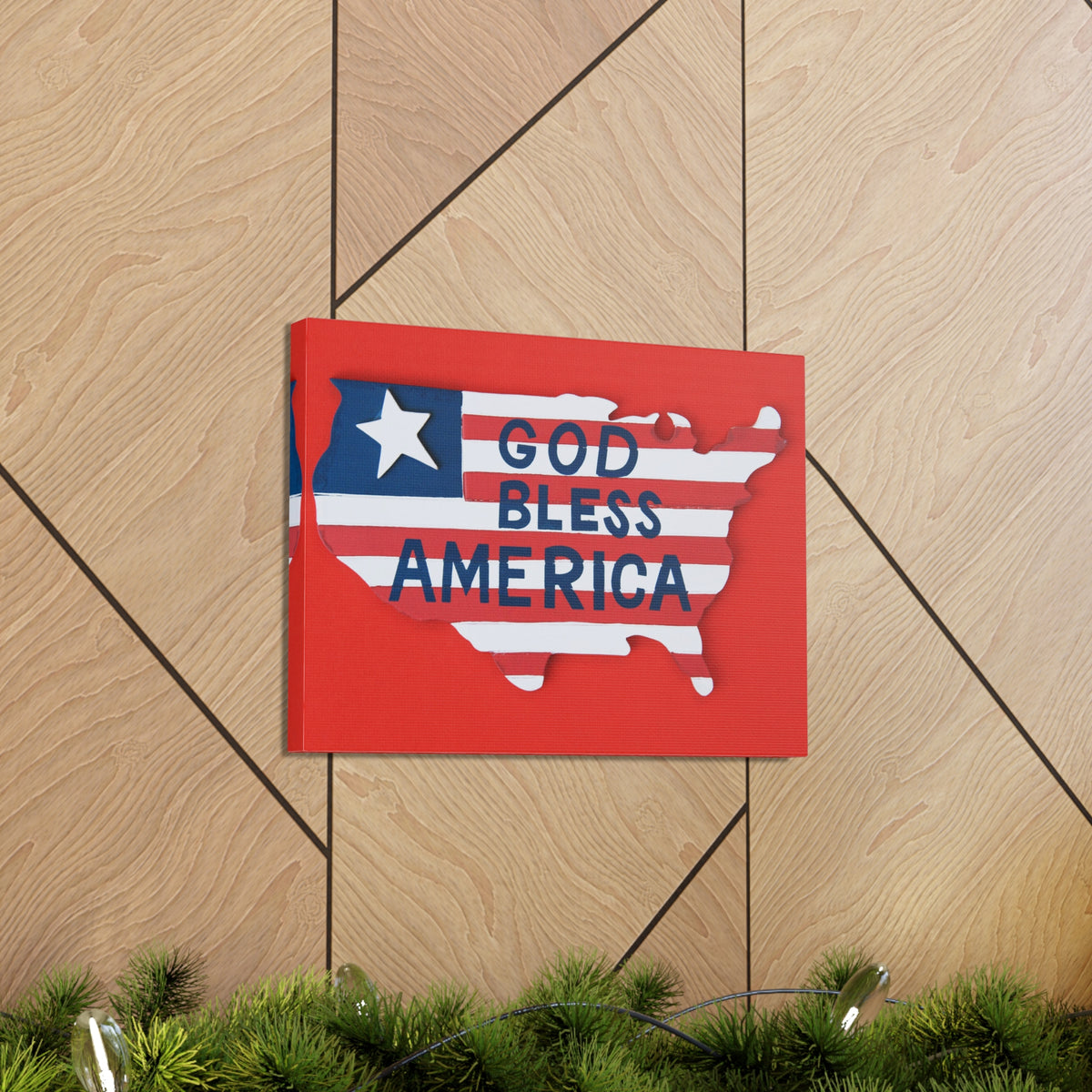 God Bless America Map of USA Canvas Wall Art for Home Decor Ready-to-Hang-Express Your Love Gifts