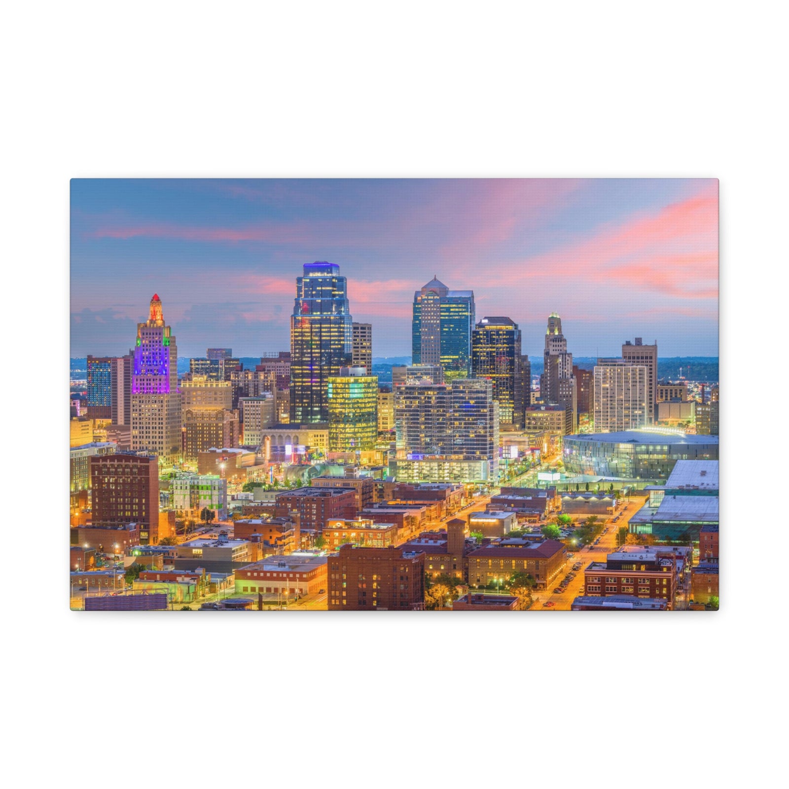 Kansas City Night Skyline Canvas Artwork High-Quality Breathtaking Stunning Cityscape for Home Decor Ready to Hang-Express Your Love Gifts