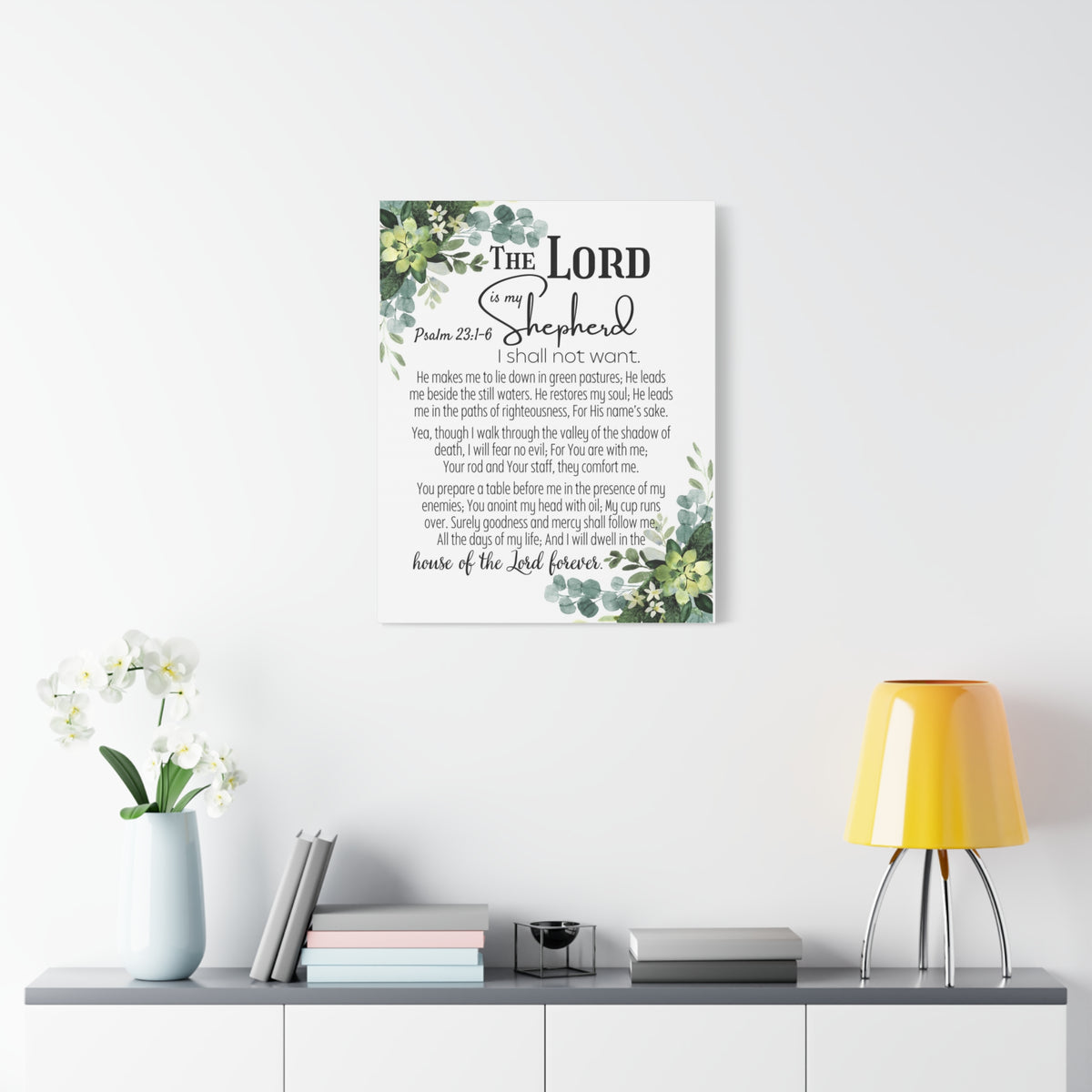 Scripture Walls Psalm 23:1-6 I Shall Not Want Bible Verse Canvas Christian Wall Art Ready to Hang Unframed-Express Your Love Gifts