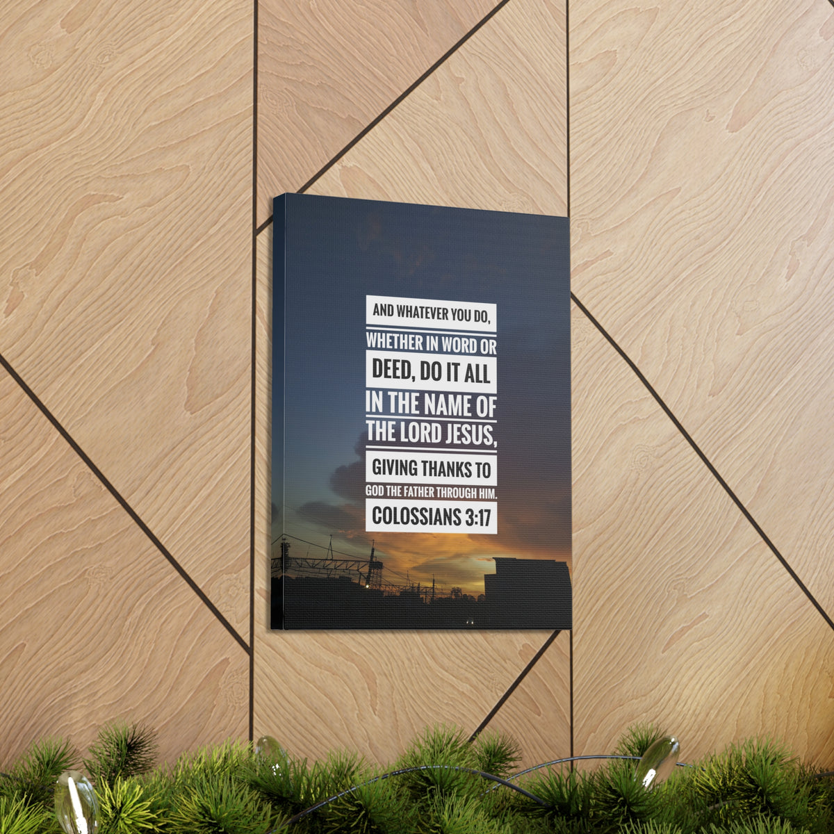 Scripture Canvas Thanks To God The Father Colossians 3:17 Christian Wall Art Bible Verse Print Ready to Hang-Express Your Love Gifts