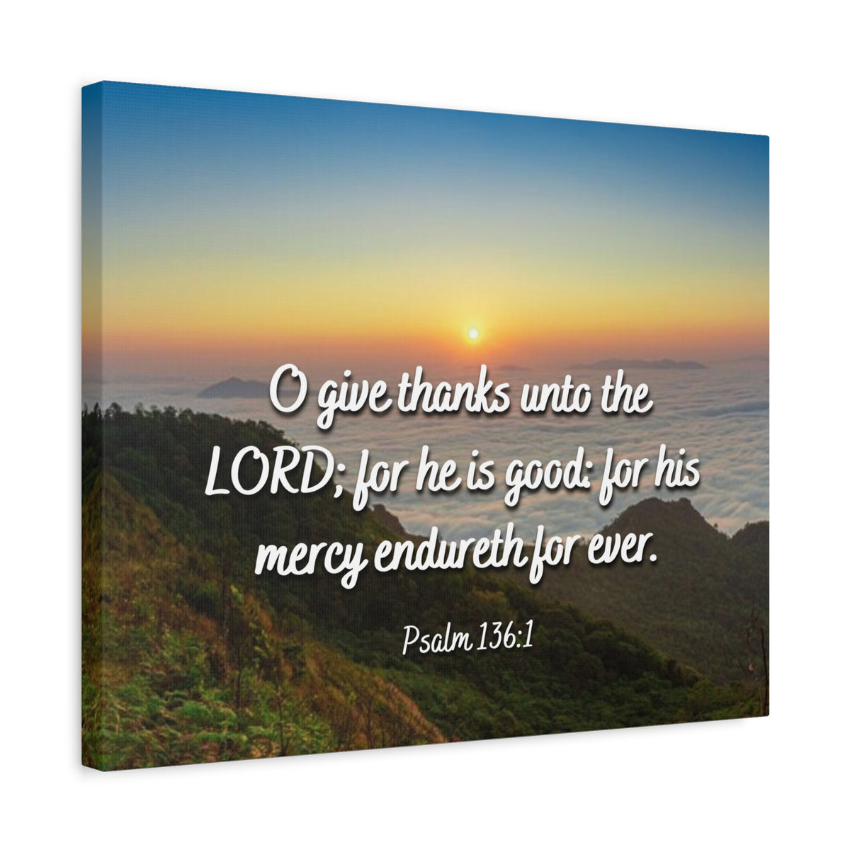 Scripture Canvas For His Mercy Psalm 136:1 Christian Wall Art Bible Verse Print Ready to Hang-Express Your Love Gifts