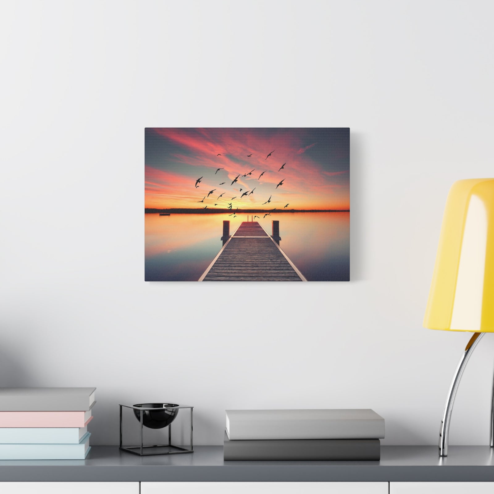 Evening Beach Pier Nature Wilderness Photography Canvas Wall Art for Home Decor Ready-to-Hang-Express Your Love Gifts