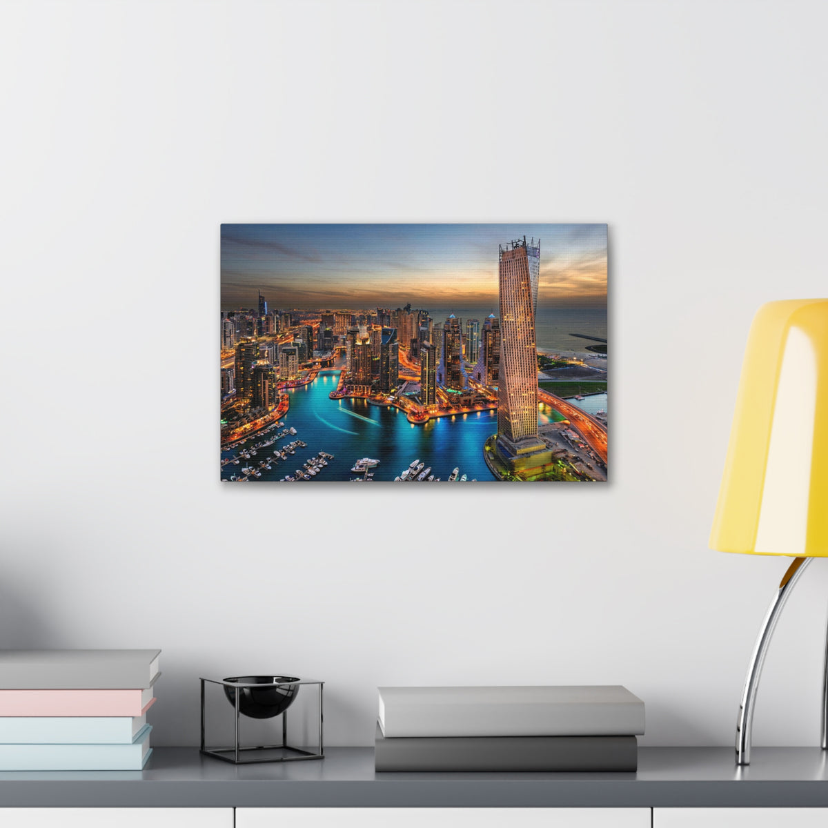 Dubai Night Skyline Canvas Artwork High-Quality Breathtaking Stunning Cityscape for Home Decor Ready to Hang-Express Your Love Gifts