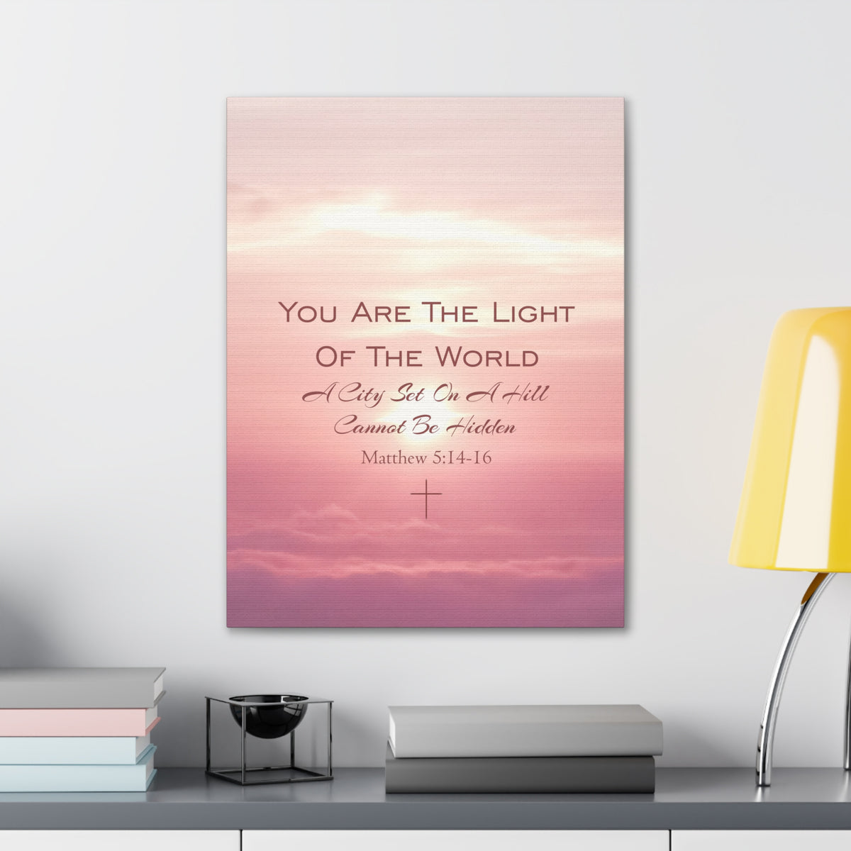 Scripture Canvas Light Of The World Matthew 5:14-16 Christian Wall Art Bible Verse Print Ready to Hang-Express Your Love Gifts