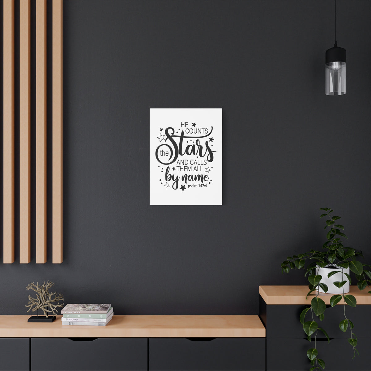 Scripture Canvas He Counts The Stars Psalm 147:4 Christian Wall Art Bible Verse Print Ready To Hang-Express Your Love Gifts