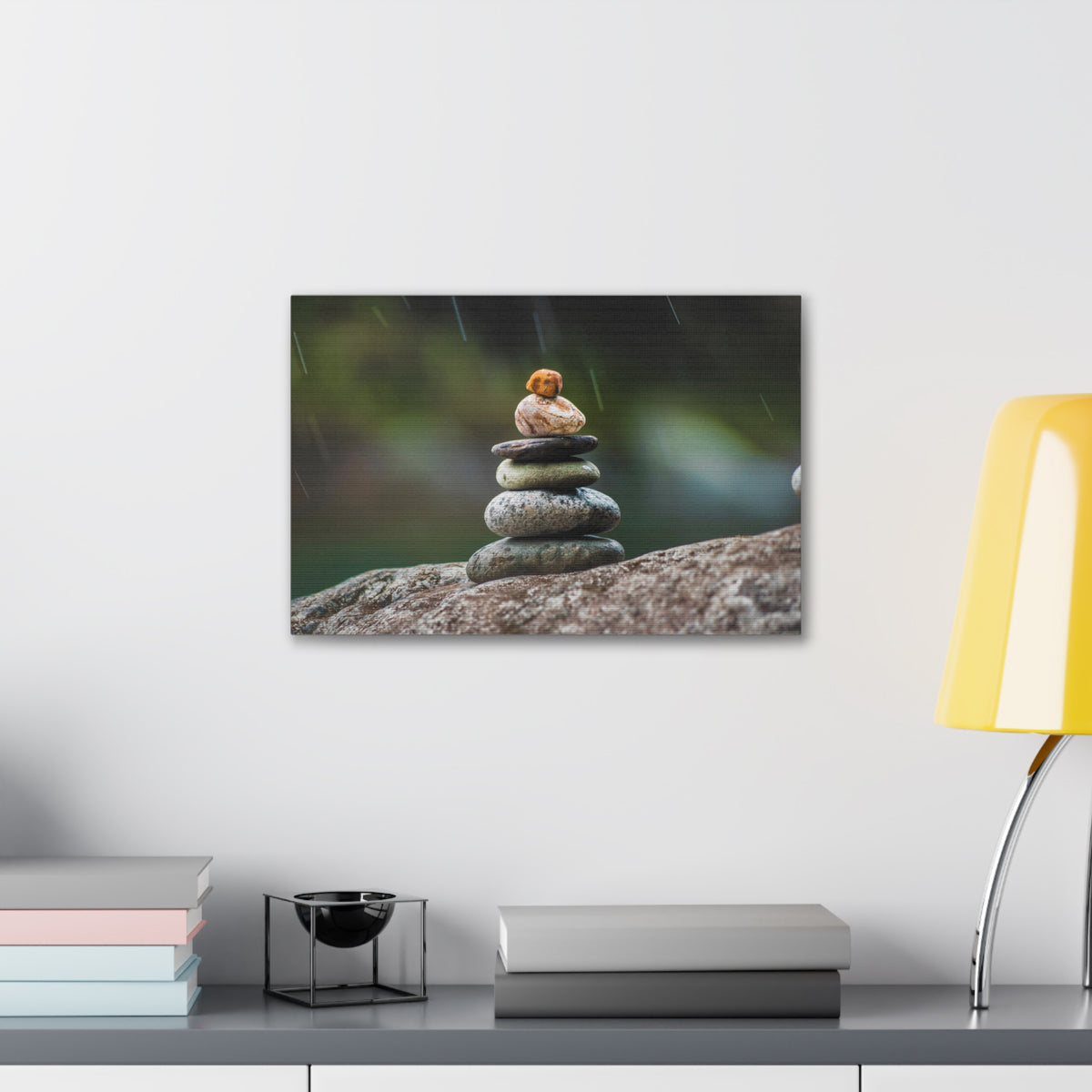 Rocks in Peaceful Rainforest Forest Floral Nature Photography Canvas Wall Art for Home Decor Ready-to-Hang-Express Your Love Gifts