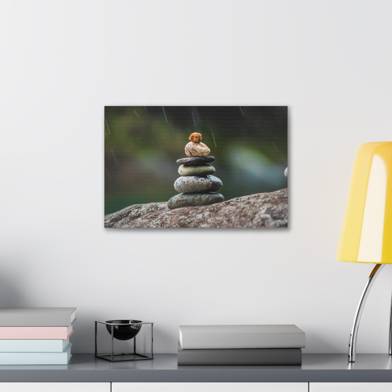 Rocks in Peaceful Rainforest Forest Floral Nature Photography Canvas Wall Art for Home Decor Ready-to-Hang-Express Your Love Gifts