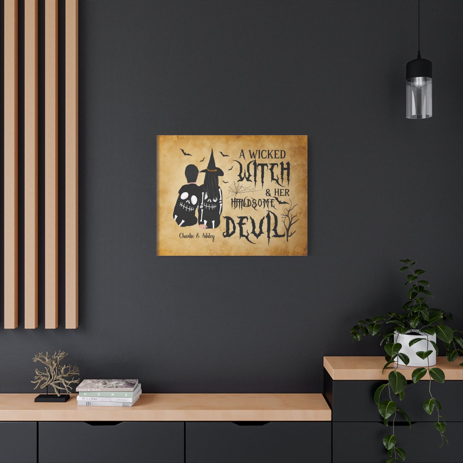 Personalized Wicked Witch & Handsome Devil Halloween Canvas Wall Art-Express Your Love Gifts