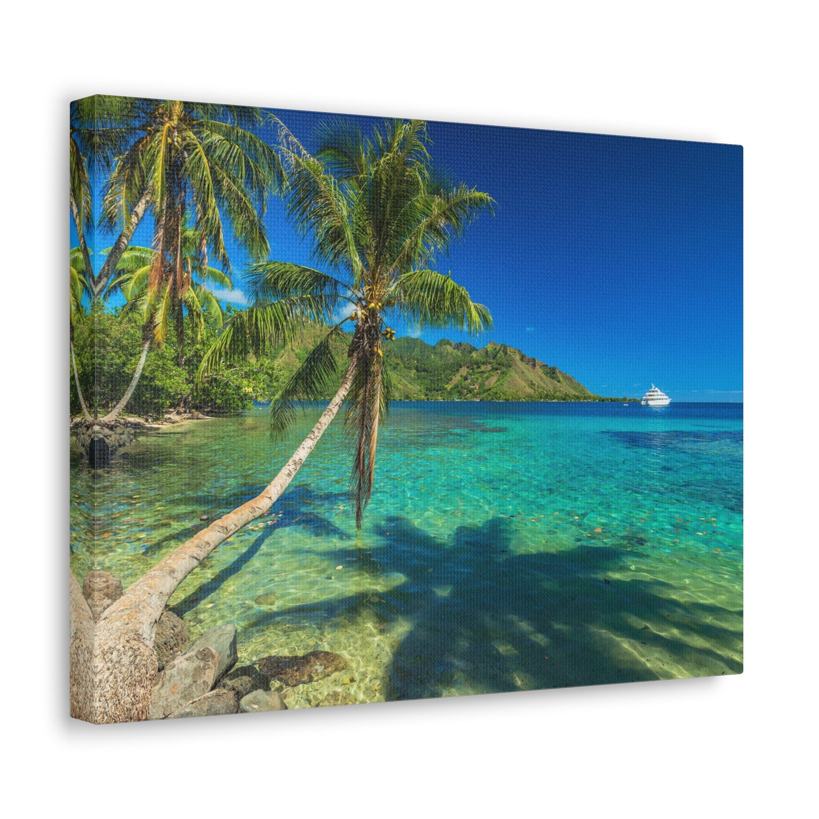 Palm Trees Quiet Beach Ocean Canvas Wall Art for Home Decor Ready-to-Hang-Express Your Love Gifts