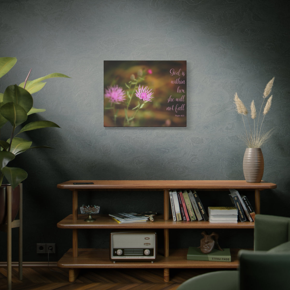 Scripture Canvas Within Her Psalm 46:5 Christian Wall Art Bible Verse Print Ready to Hang-Express Your Love Gifts