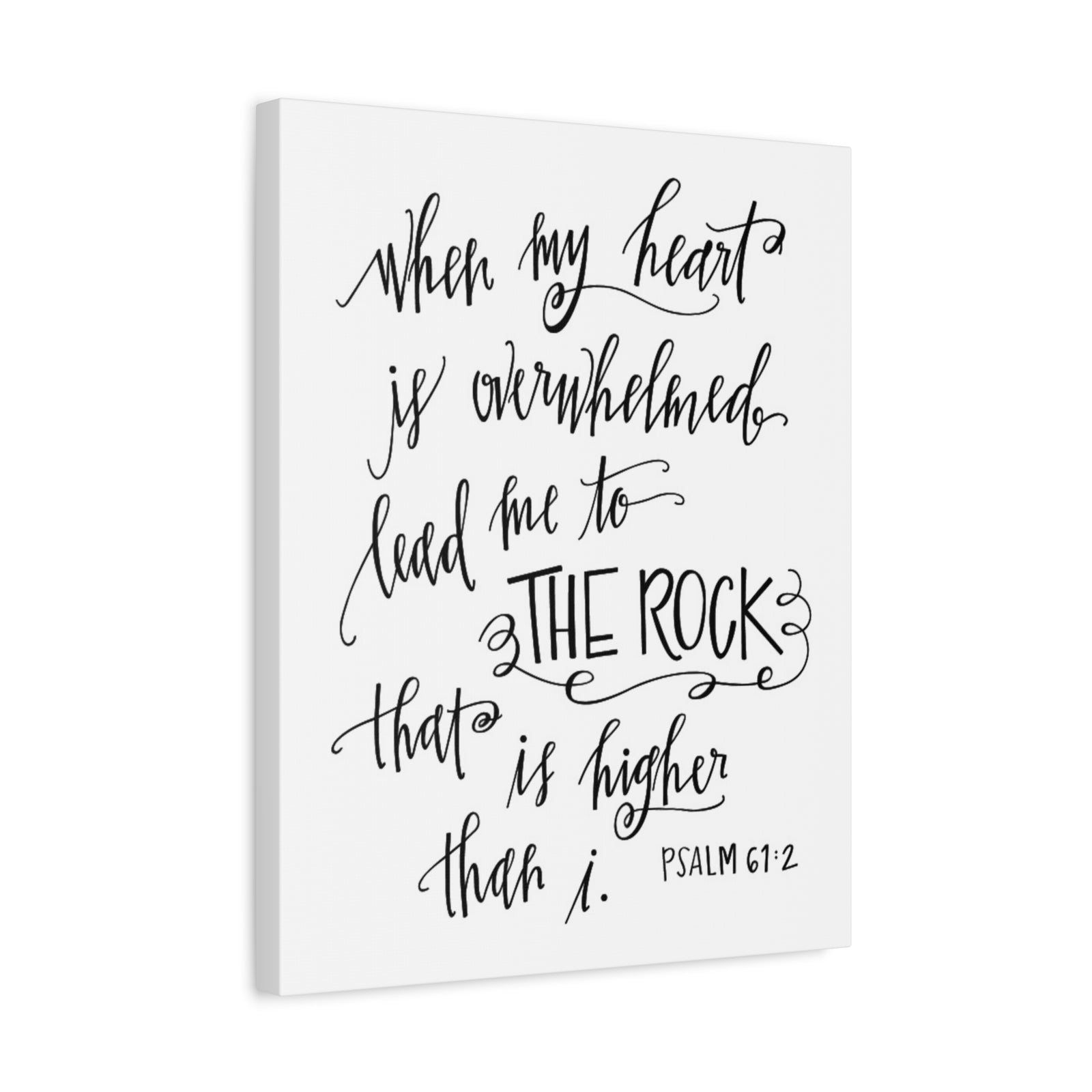 Scripture Canvas Higher Than I Psalm 61:2 Christian Wall Art Bible Verse Print Ready to Hang-Express Your Love Gifts
