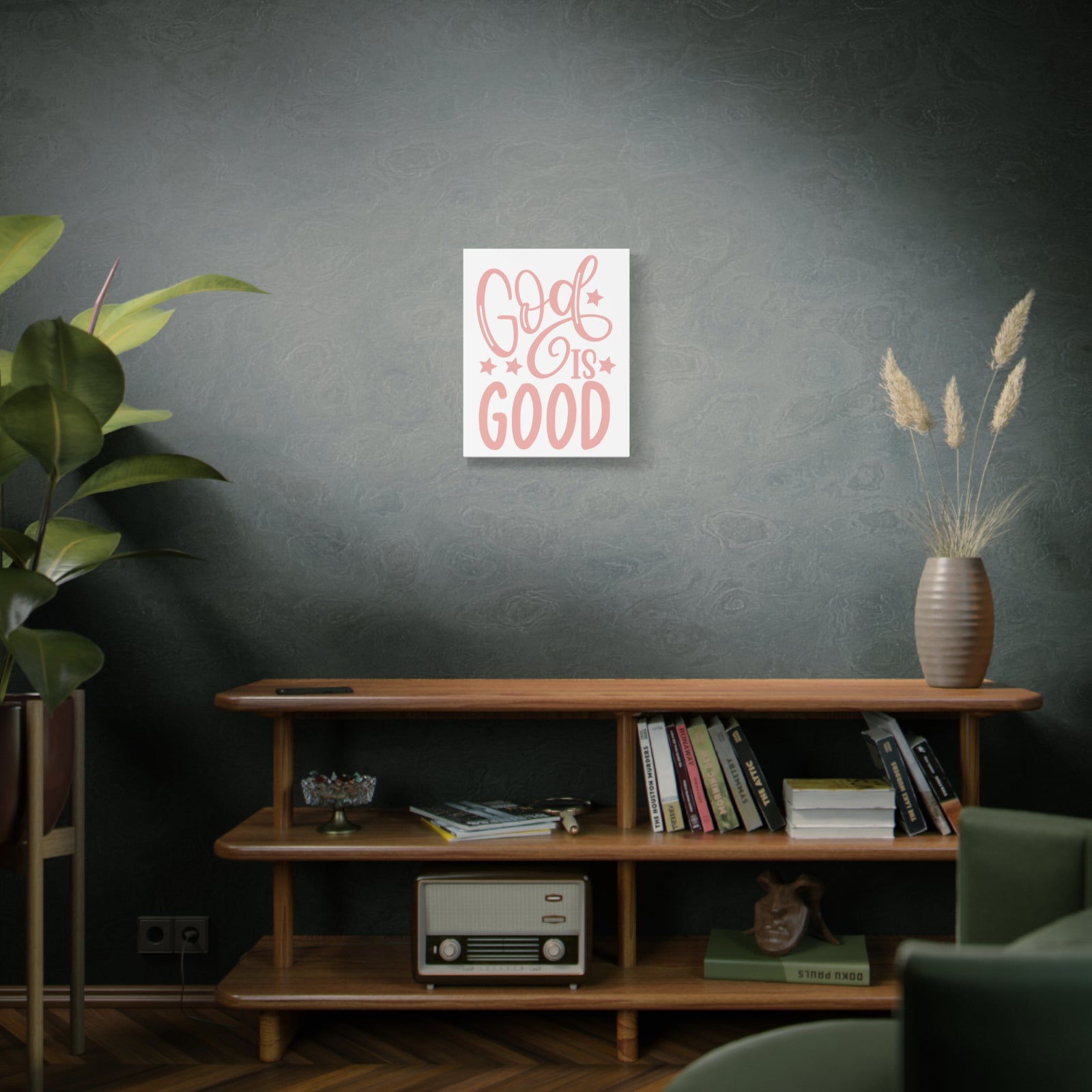 Scripture Canvas God Is Good Psalm 107:1 Christian Wall Art Print Ready to Hang-Express Your Love Gifts
