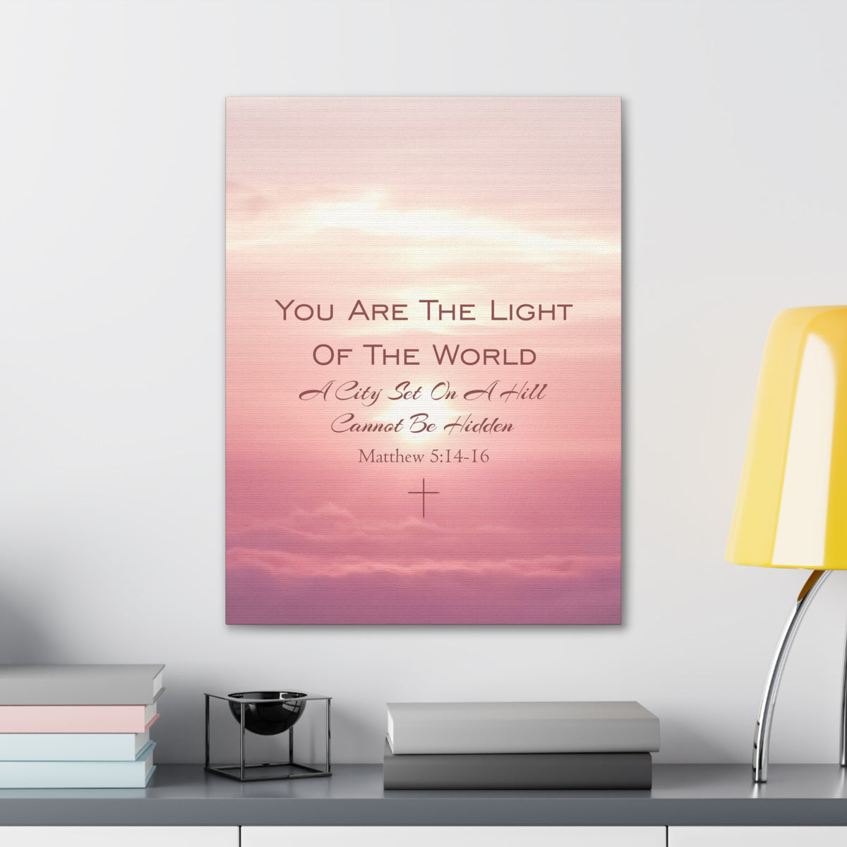 Scripture Canvas You Are The Light Matthew 5:14-16 Christian Wall Art Bible Verse Print Ready to Hang-Express Your Love Gifts
