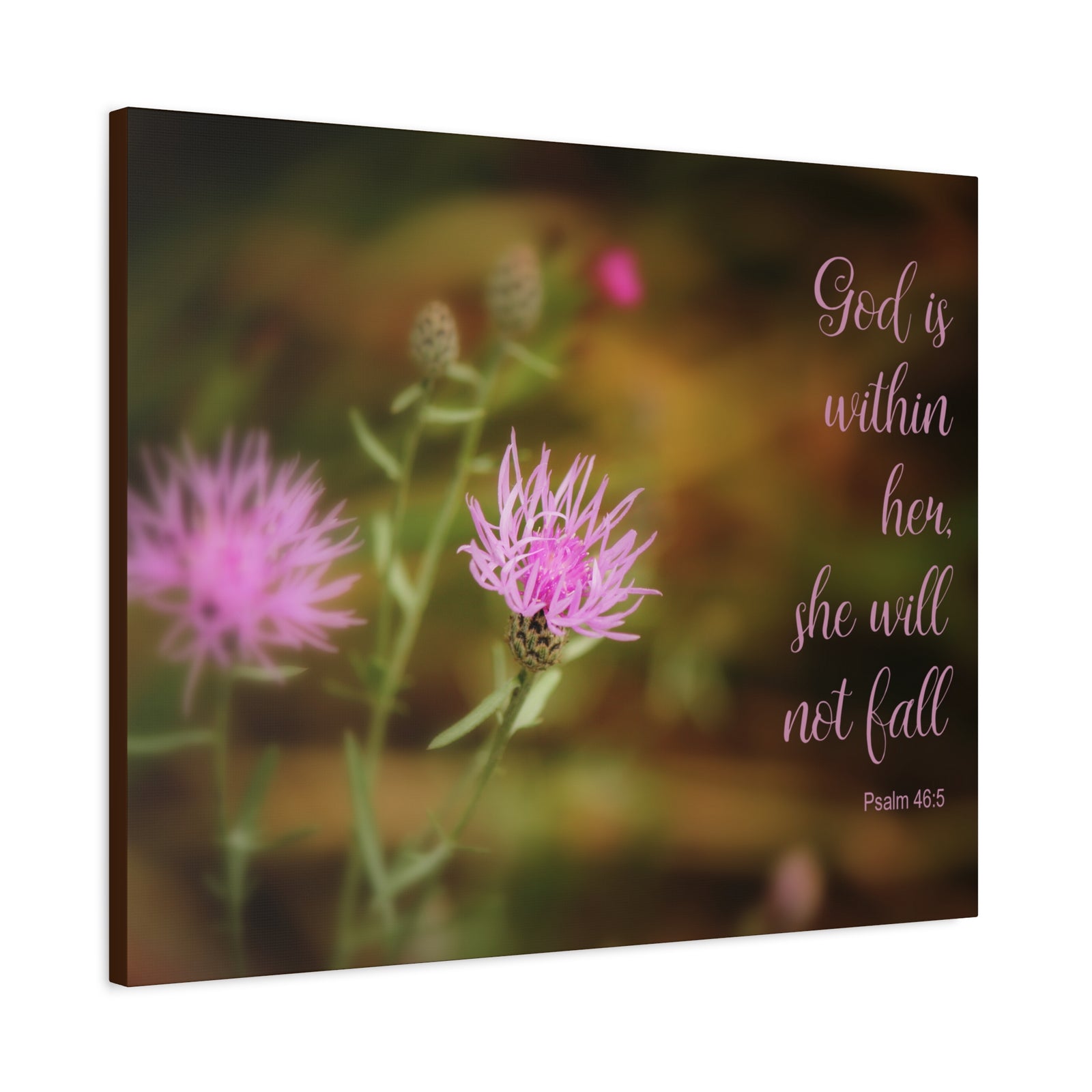 Scripture Canvas God Is Within Her Psalm 46:5 Flower Christian Wall Art Bible Verse Print Ready to Hang-Express Your Love Gifts