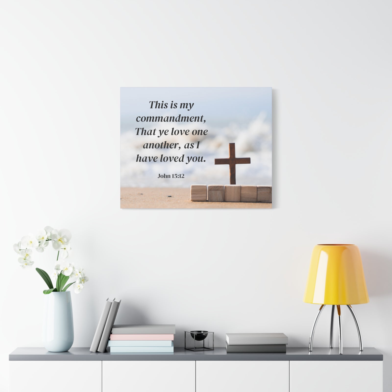 Scripture Canvas My Commandment John 15:12 Christian Wall Art Bible Verse Print Ready to Hang-Express Your Love Gifts