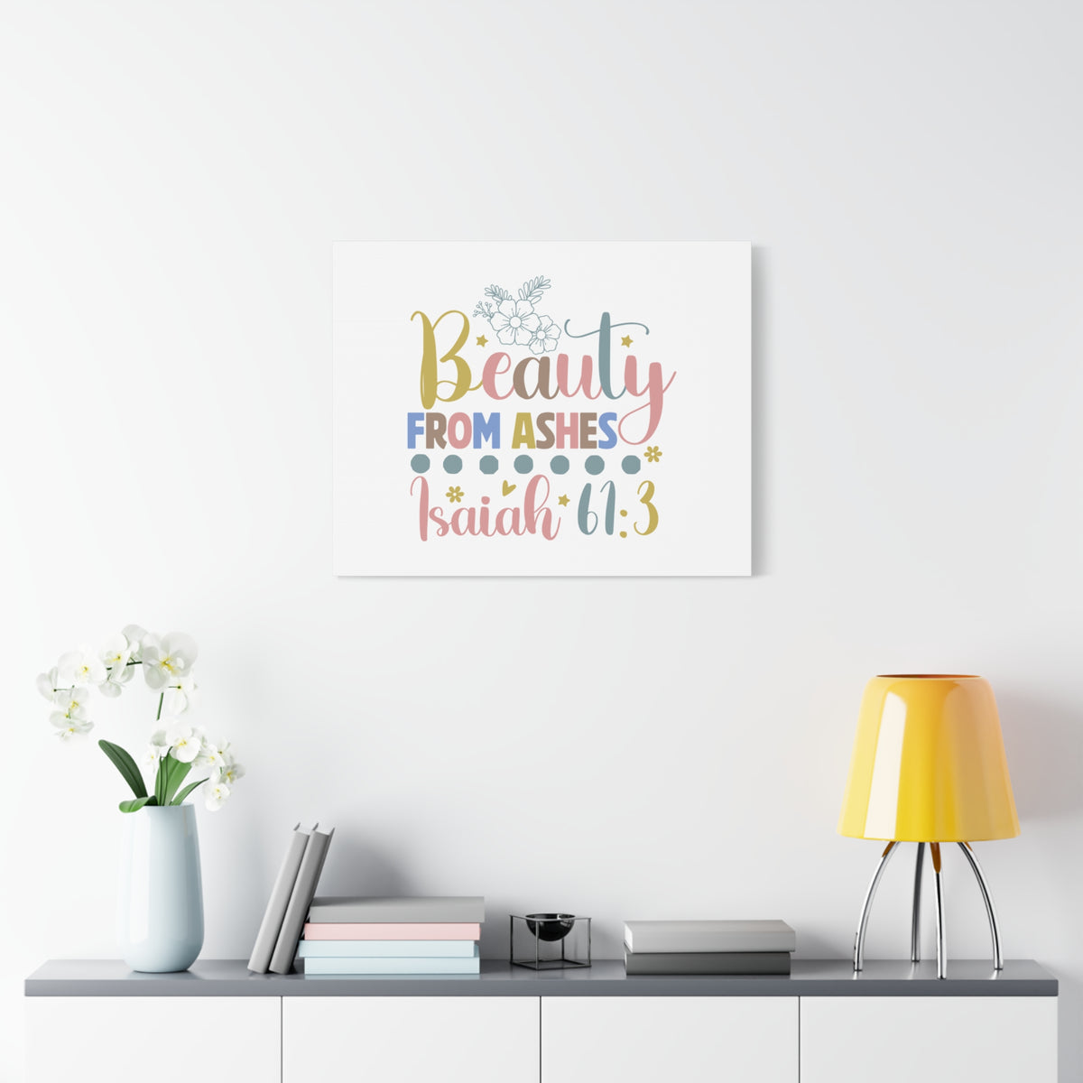Scripture Walls Isaiah 61:3 Beauty From Ashes Bible Verse Canvas Christian Wall Art Ready to Hang Unframed-Express Your Love Gifts