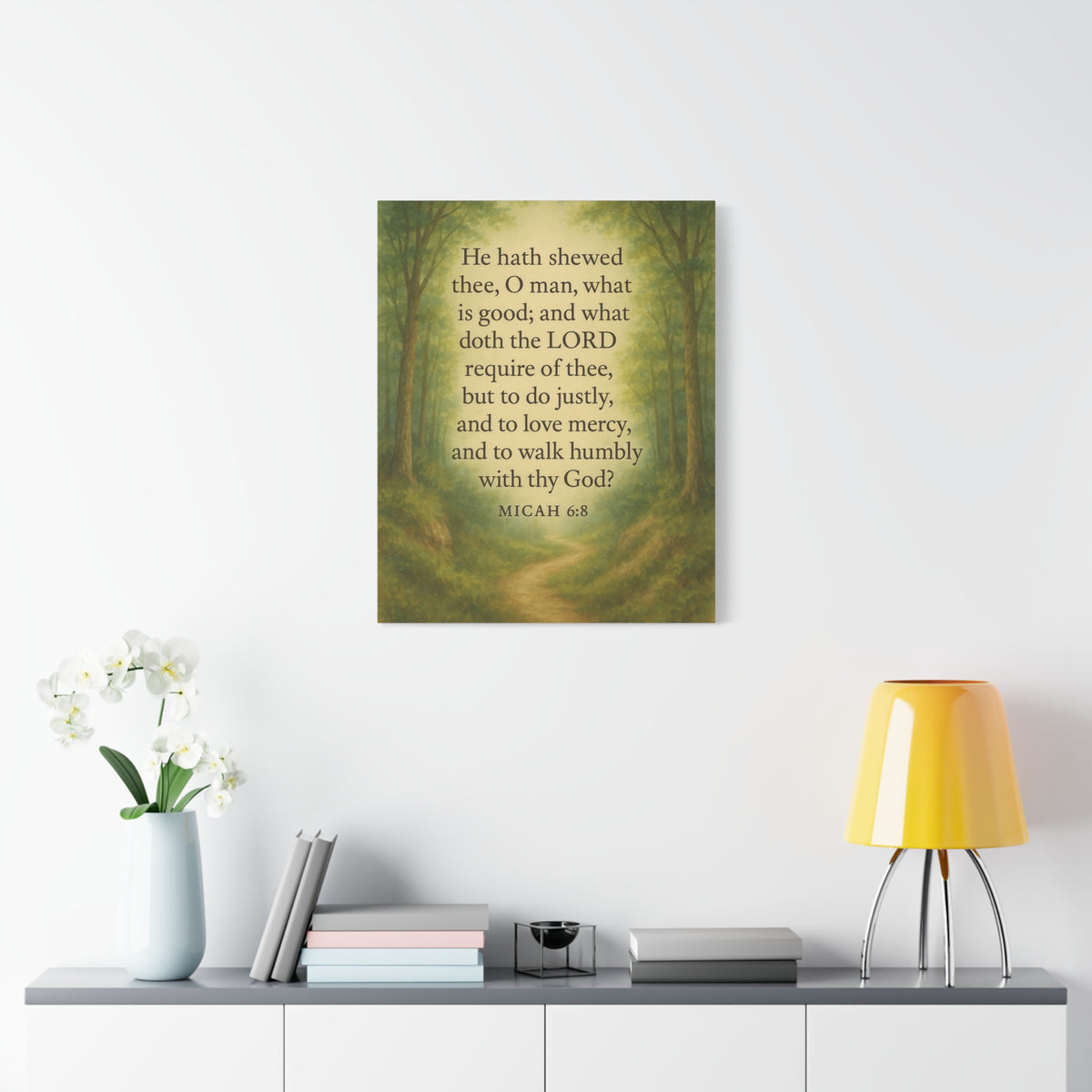 Bible Verse Canvas Micah 6:8 Christian Home Décor Wall Art Scripture Ready to Hang Faith Print-Express Your Love Gifts