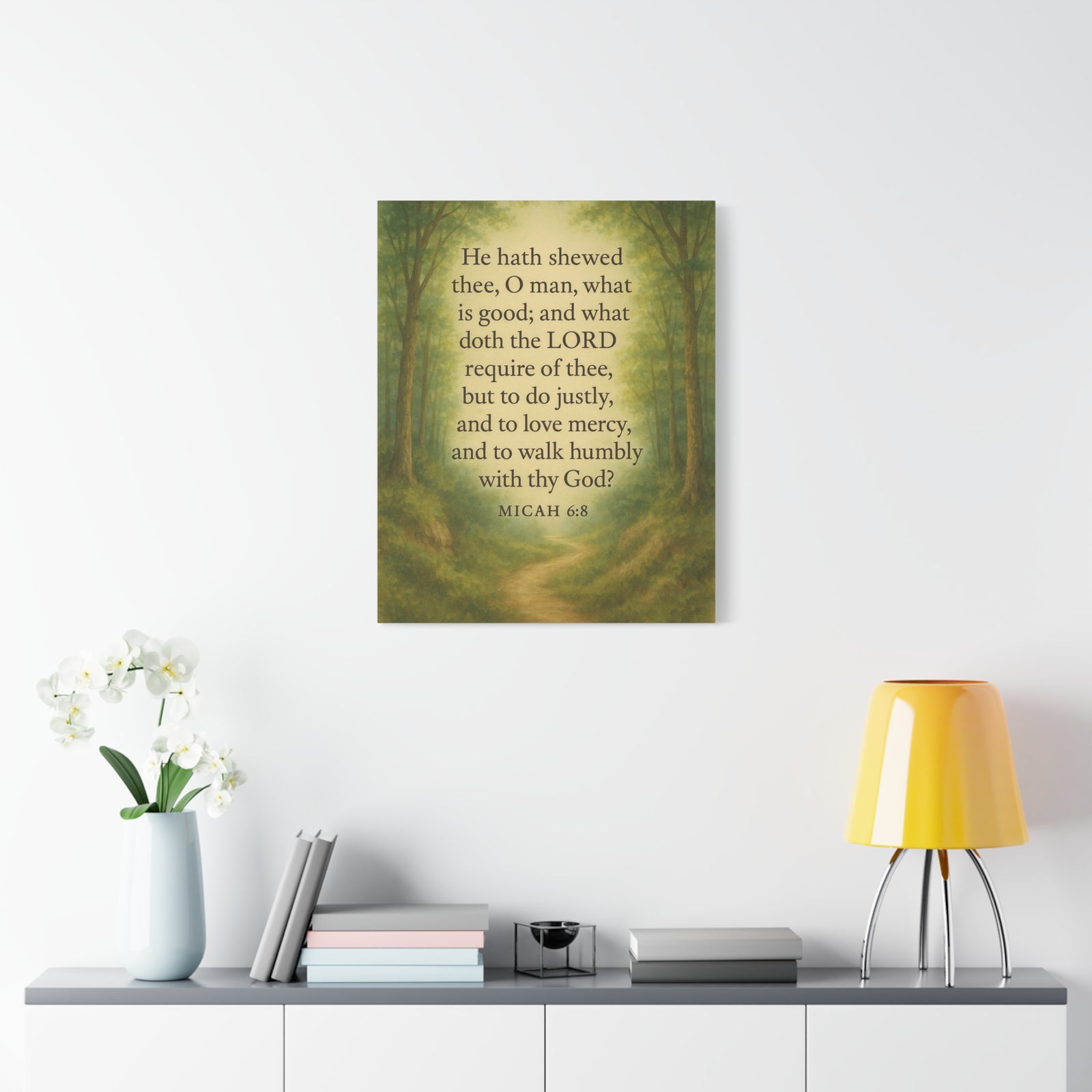 Bible Verse Canvas Micah 6:8 Christian Home Décor Wall Art Scripture Ready to Hang Faith Print-Express Your Love Gifts