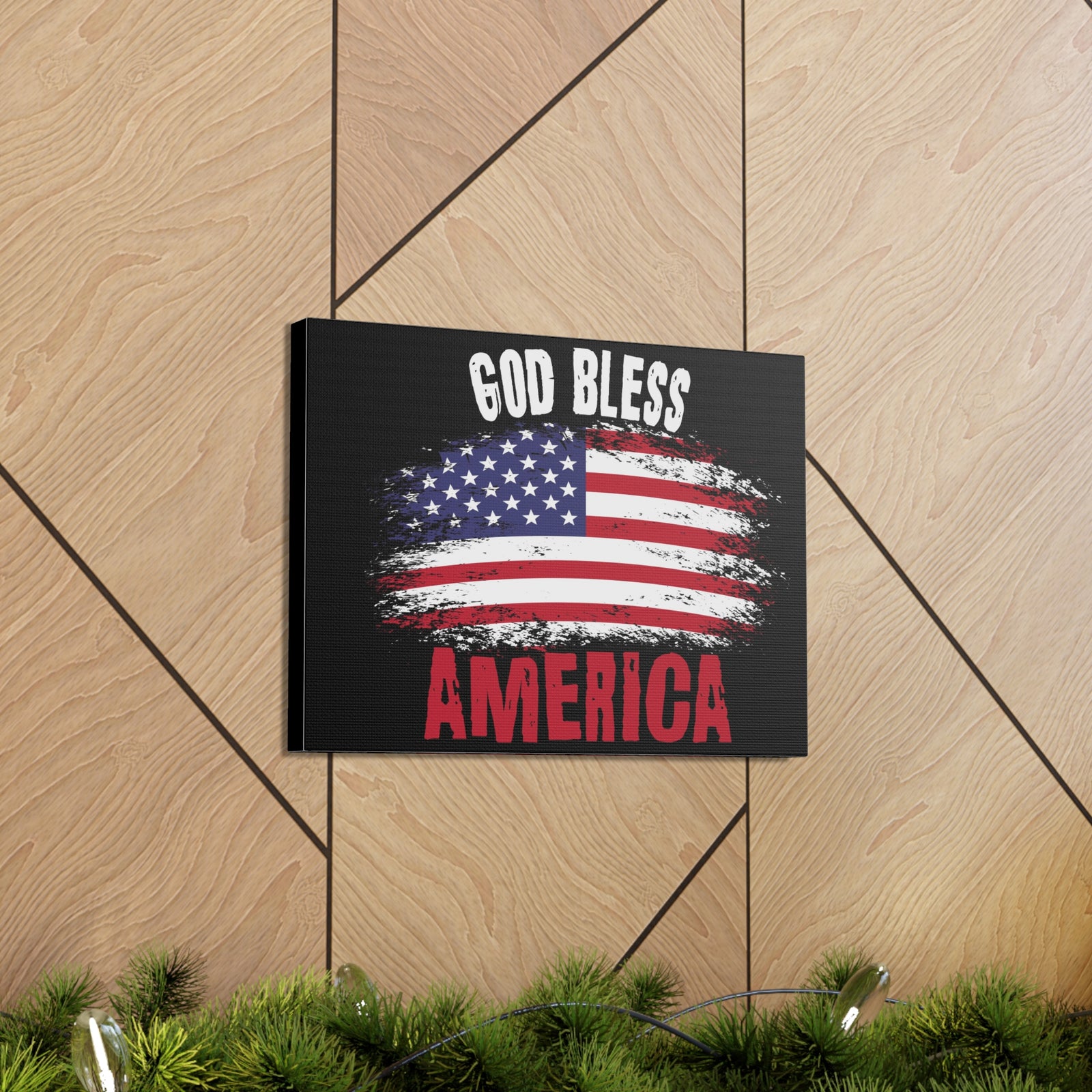 God Bless America On Black Background Canvas Wall Art for Home Decor Ready-to-Hang-Express Your Love Gifts