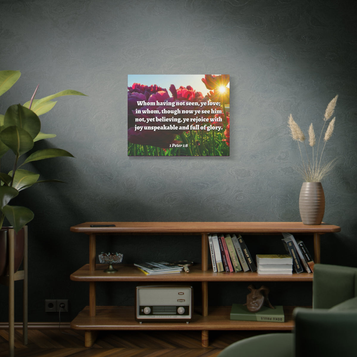 Scripture Canvas Not Seen 1 Peter 1:8 Christian Wall Art Bible Verse Print Ready to Hang-Express Your Love Gifts