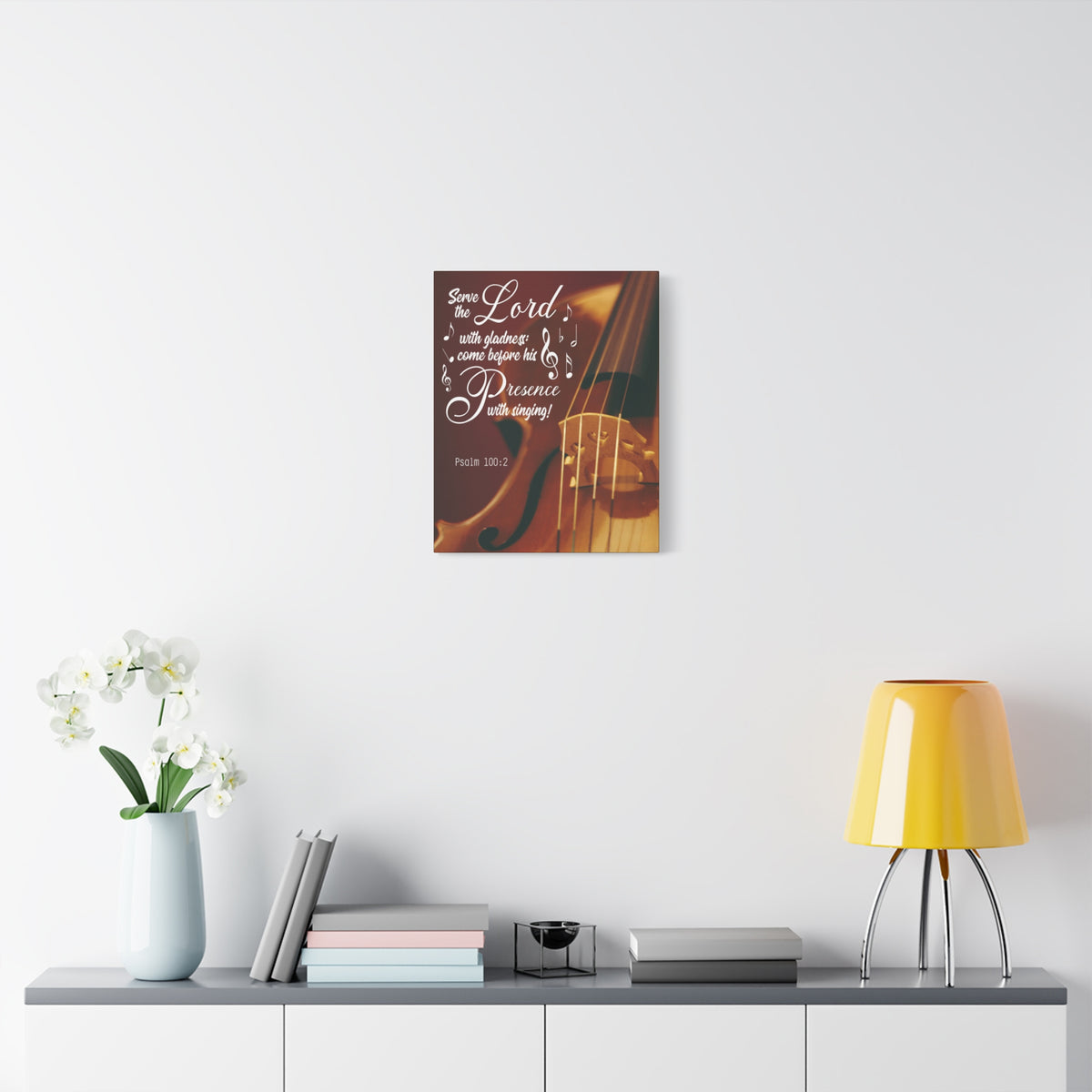 Scripture Canvas Serve the Lord With Gladness Psalm 100:2 Christian Wall Art Bible Verse Print Ready to Hang-Express Your Love Gifts